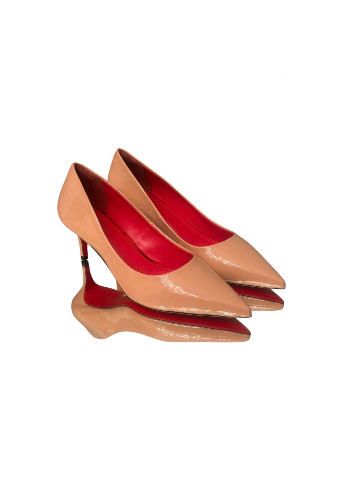 Scarpin Verniz Nude interior Vermelho Salto 5 cm Scarpin Verniz Nude interior Vermelho Salto 5 cm