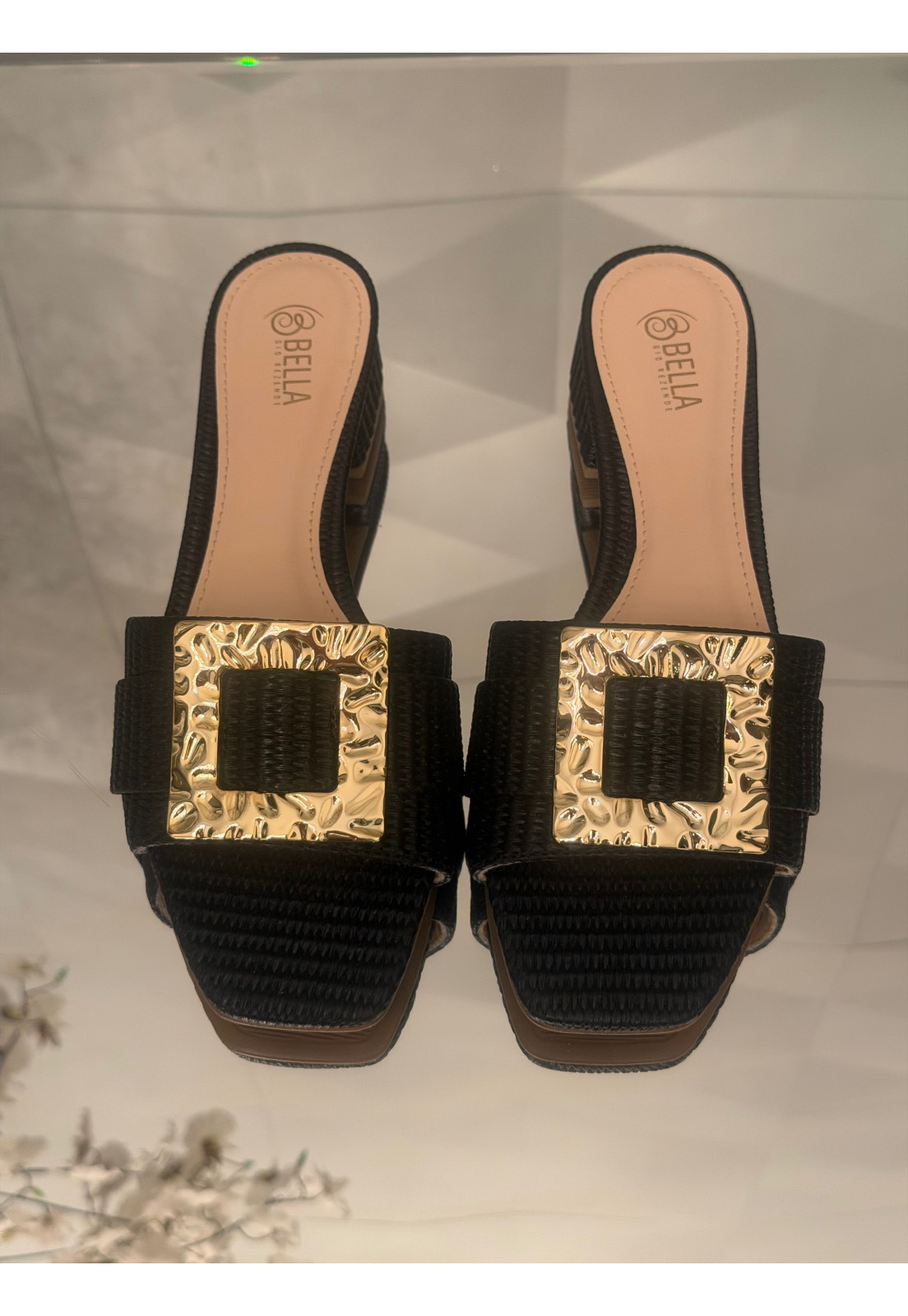 Tamanco LUXO Preto Salto Bloco 3 cm Tamanco LUXO Preto Salto Bloco 3 cm