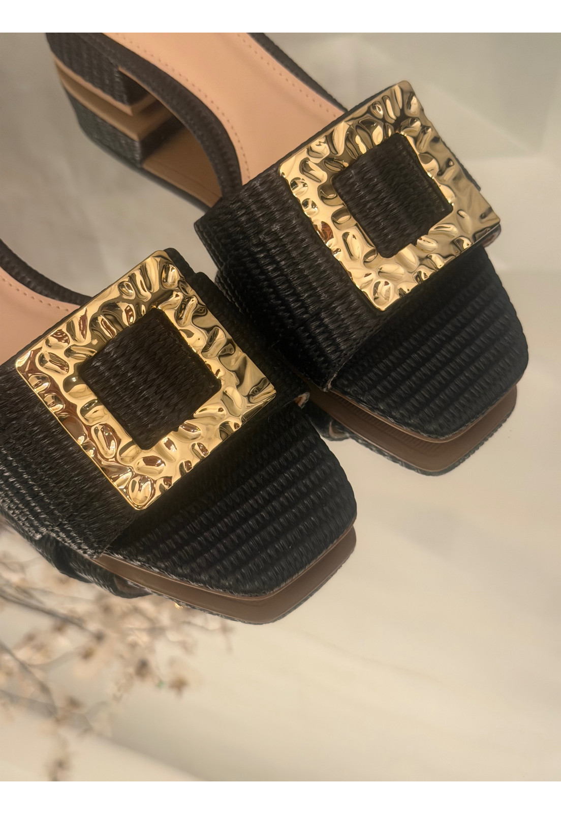 Tamanco LUXO Preto Salto Bloco 3 cm Tamanco LUXO Preto Salto Bloco 3 cm