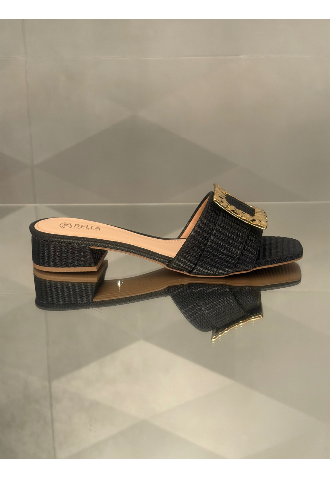 Tamanco LUXO Preto Salto Bloco 3 cm Tamanco LUXO Preto Salto Bloco 3 cm