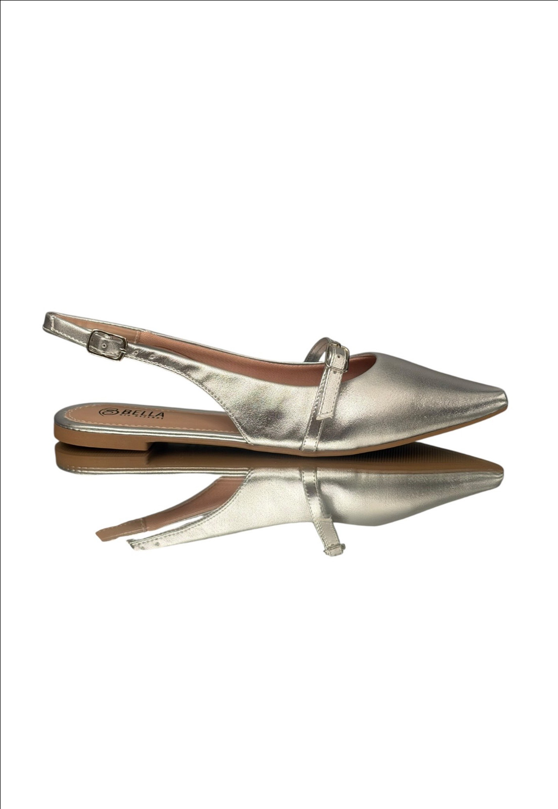Sapatilha Slingback Metalizada Prata