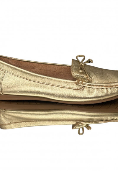 Mocassim Dourado Metalizado e detalhe em laço