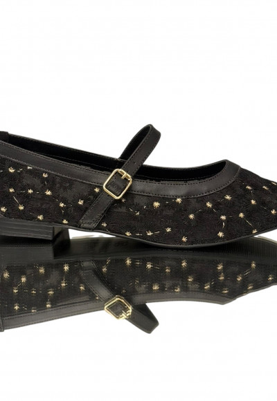 Sapatilha Preta tela tule primavera 