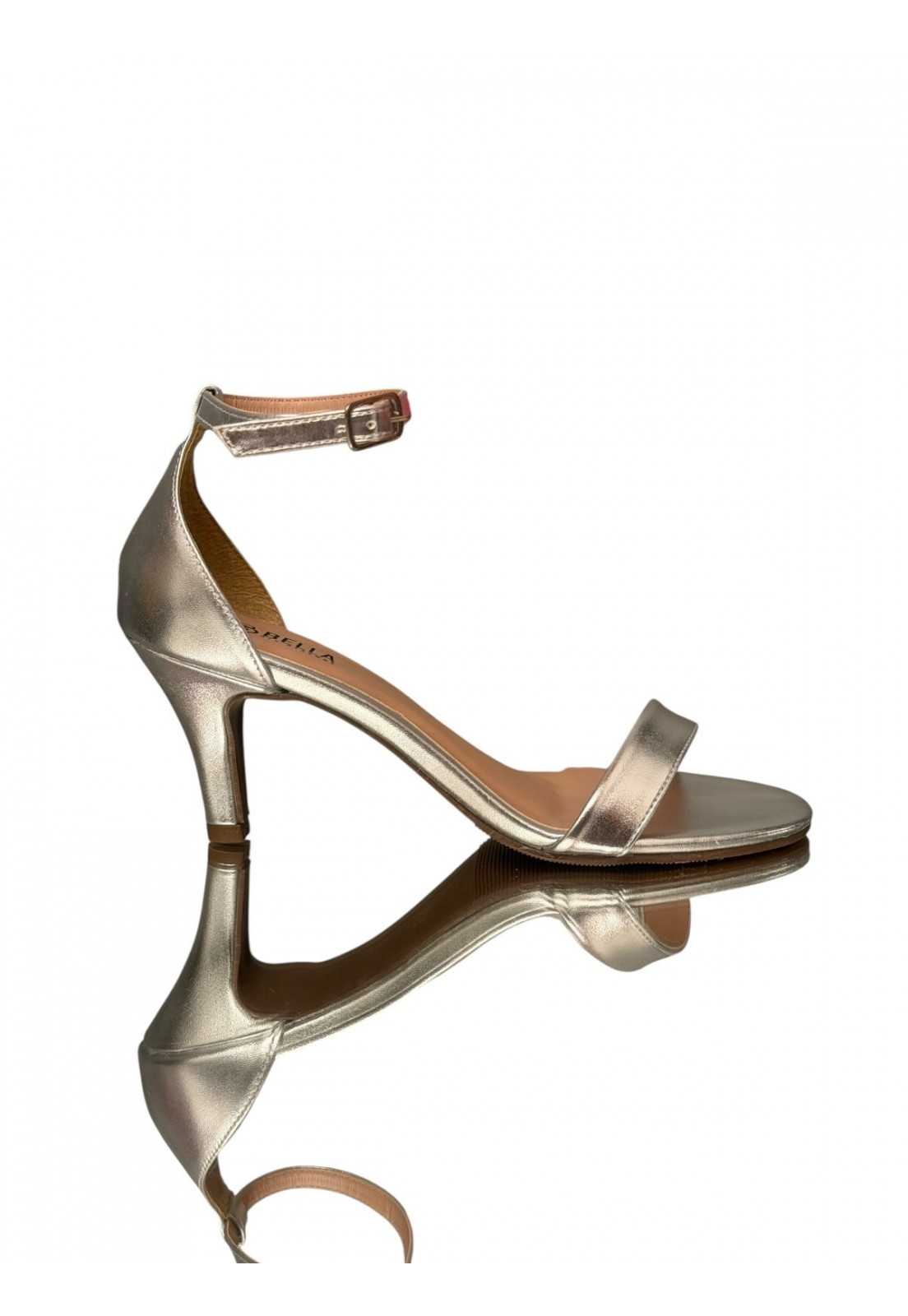 Sandalia Gisele Prata Metalizada Salto 6 cm