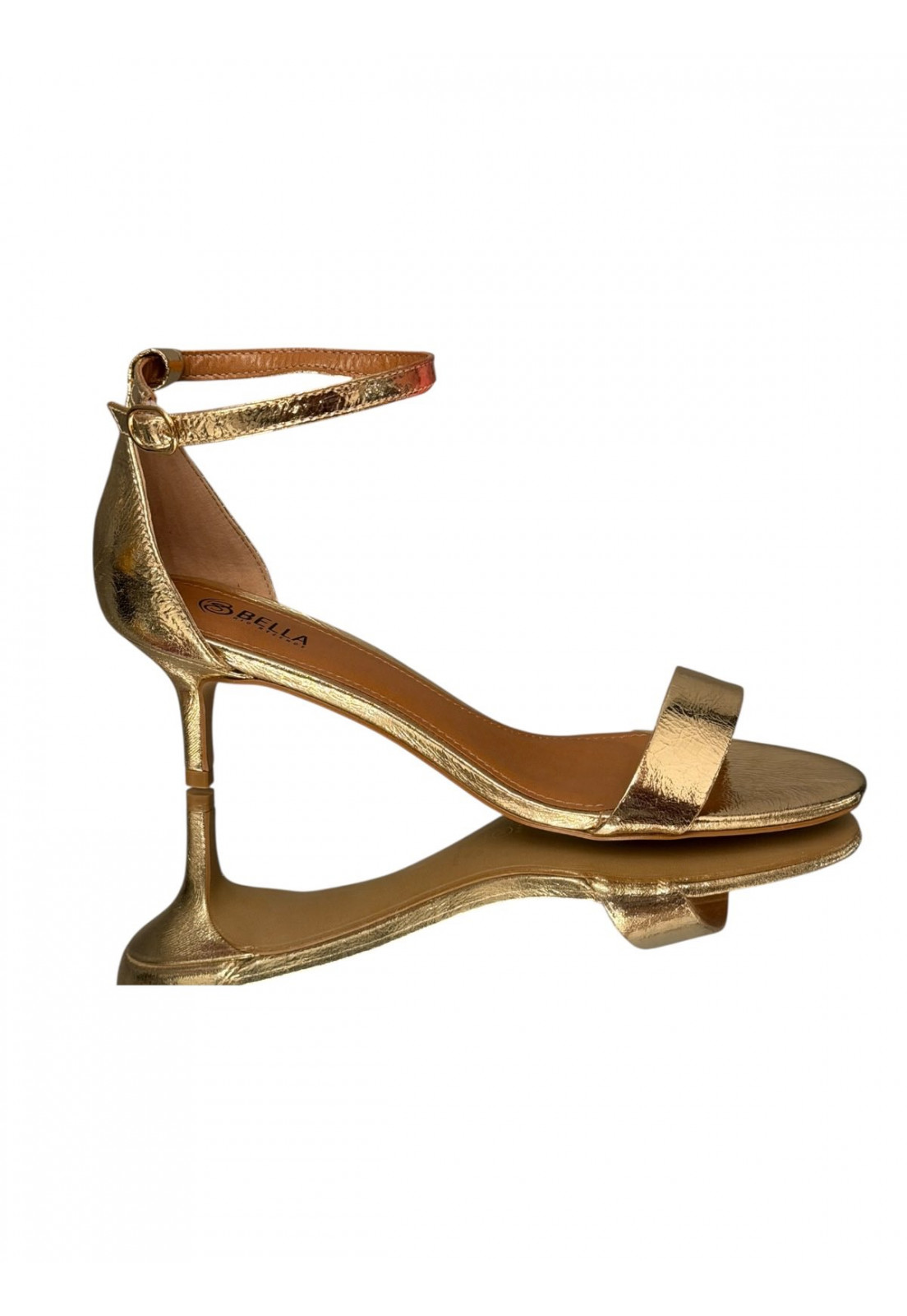 Sandalia Gisele Dourada Metalizada Salto 6 cm