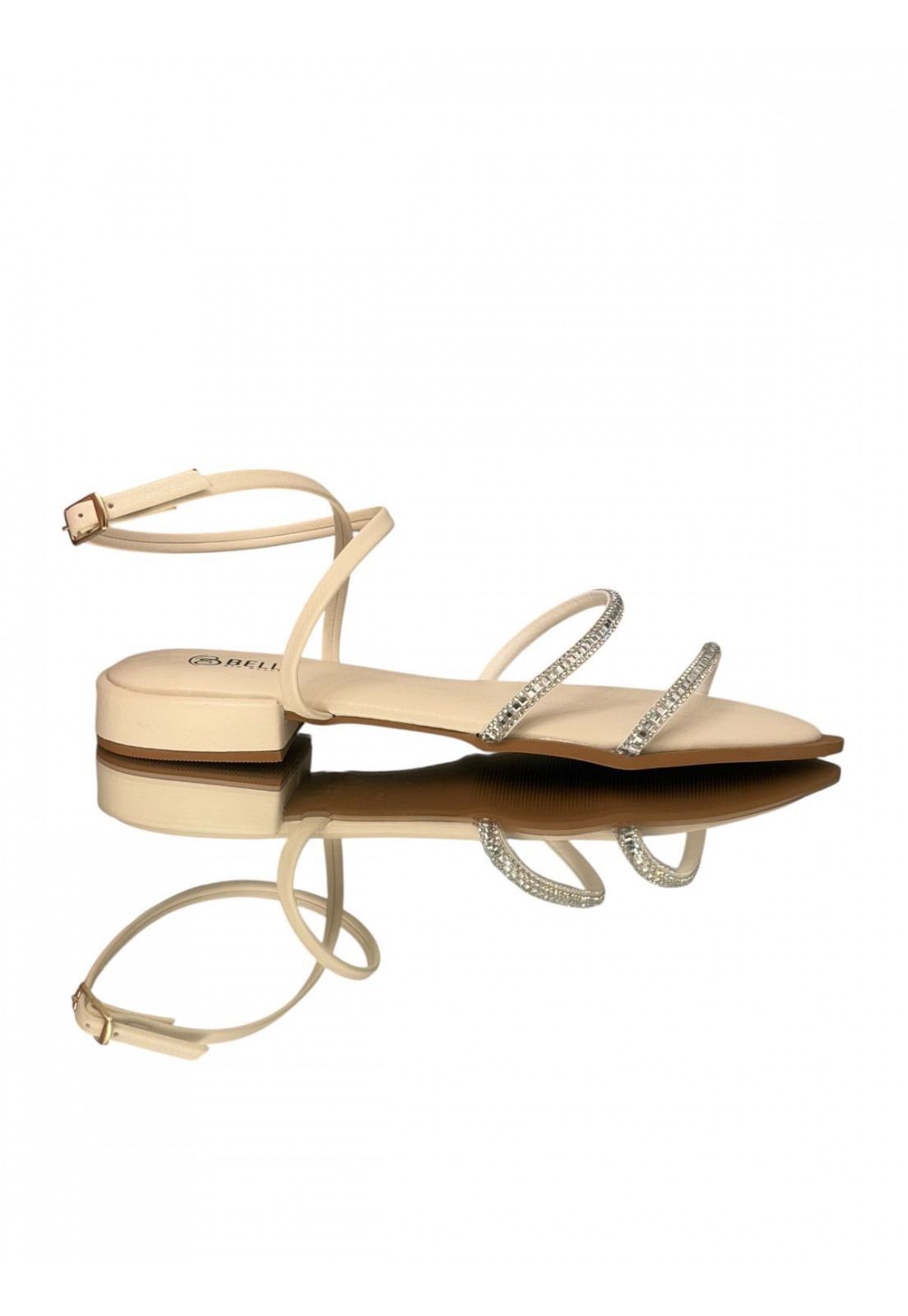 Rasteira Off White Brilho Cristal