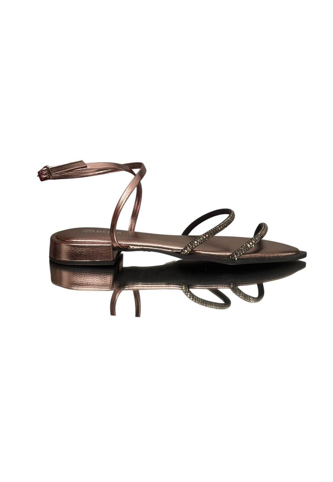 Rasteira Prata Velho Metalizada Brilho Grafite