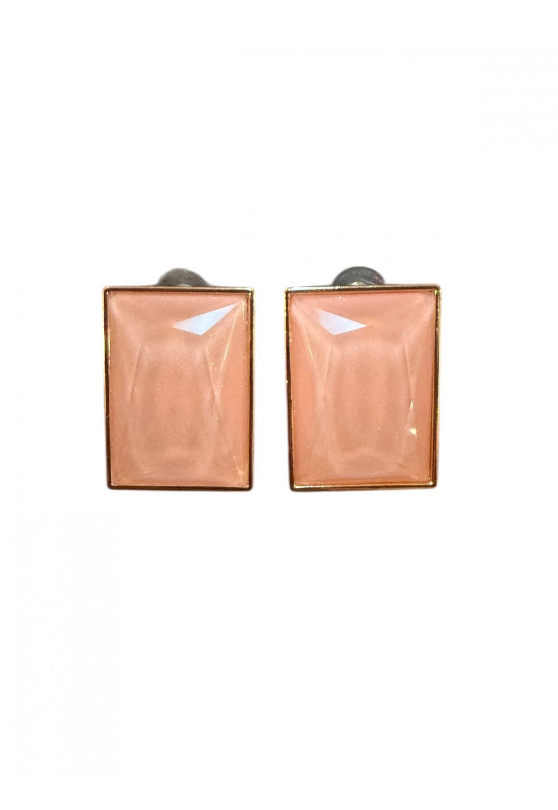 BRINCO RETANGULAR DOURADO ROSA