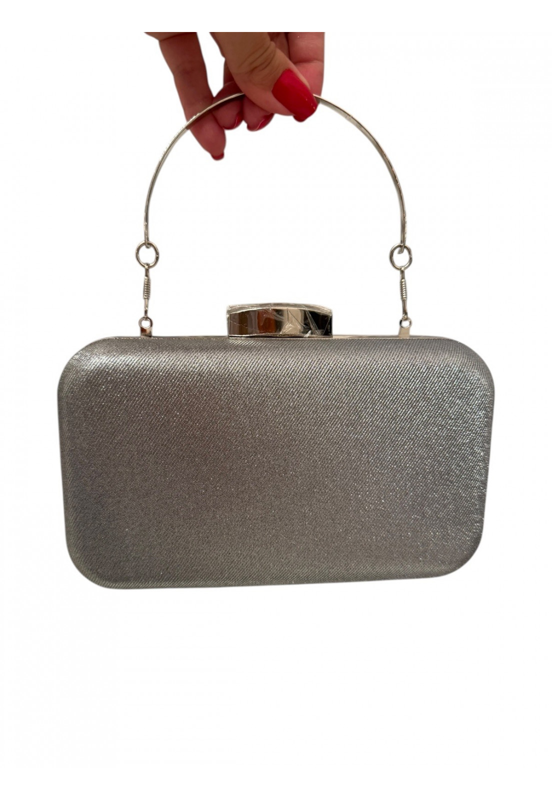 Clutch retangular BRILHO PRATA VELHO 