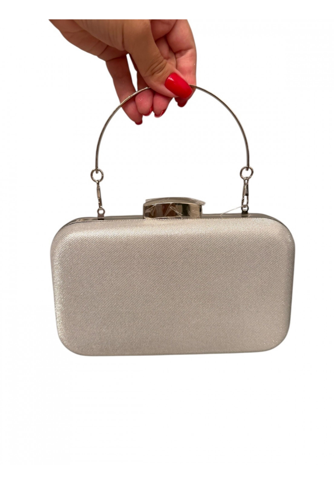 Clutch retangular BRILHO PRATA 