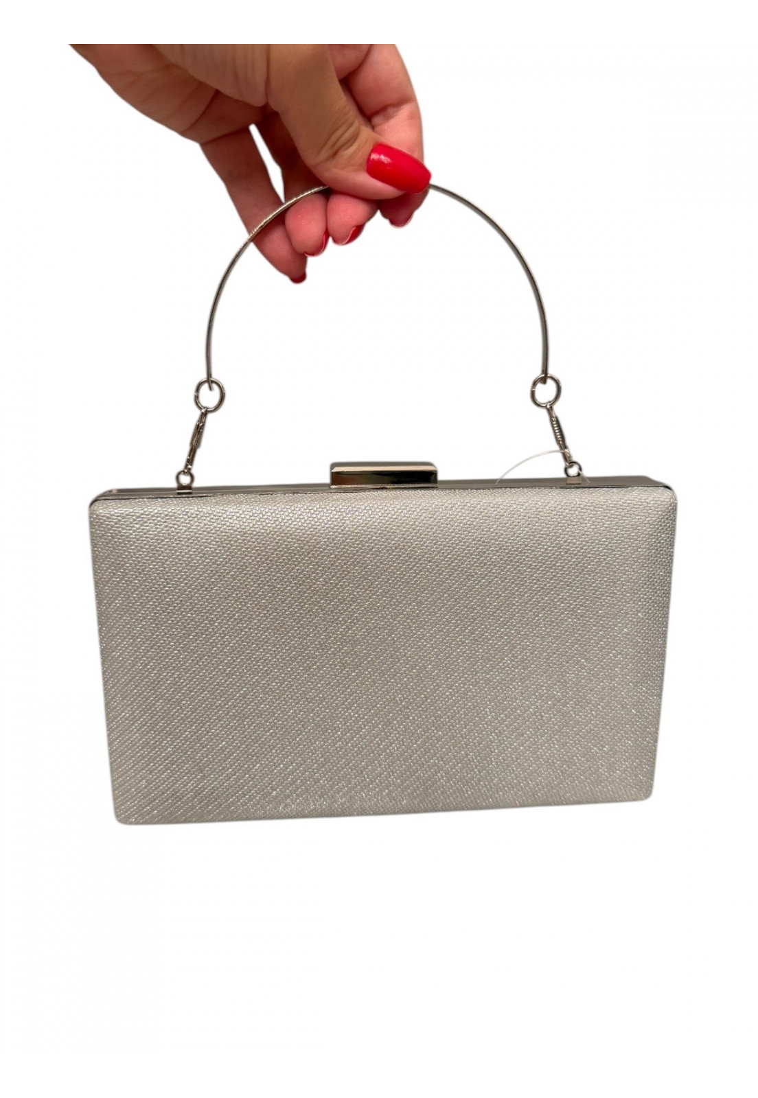 Clutch FESTA retangular BRILHO PRATA 