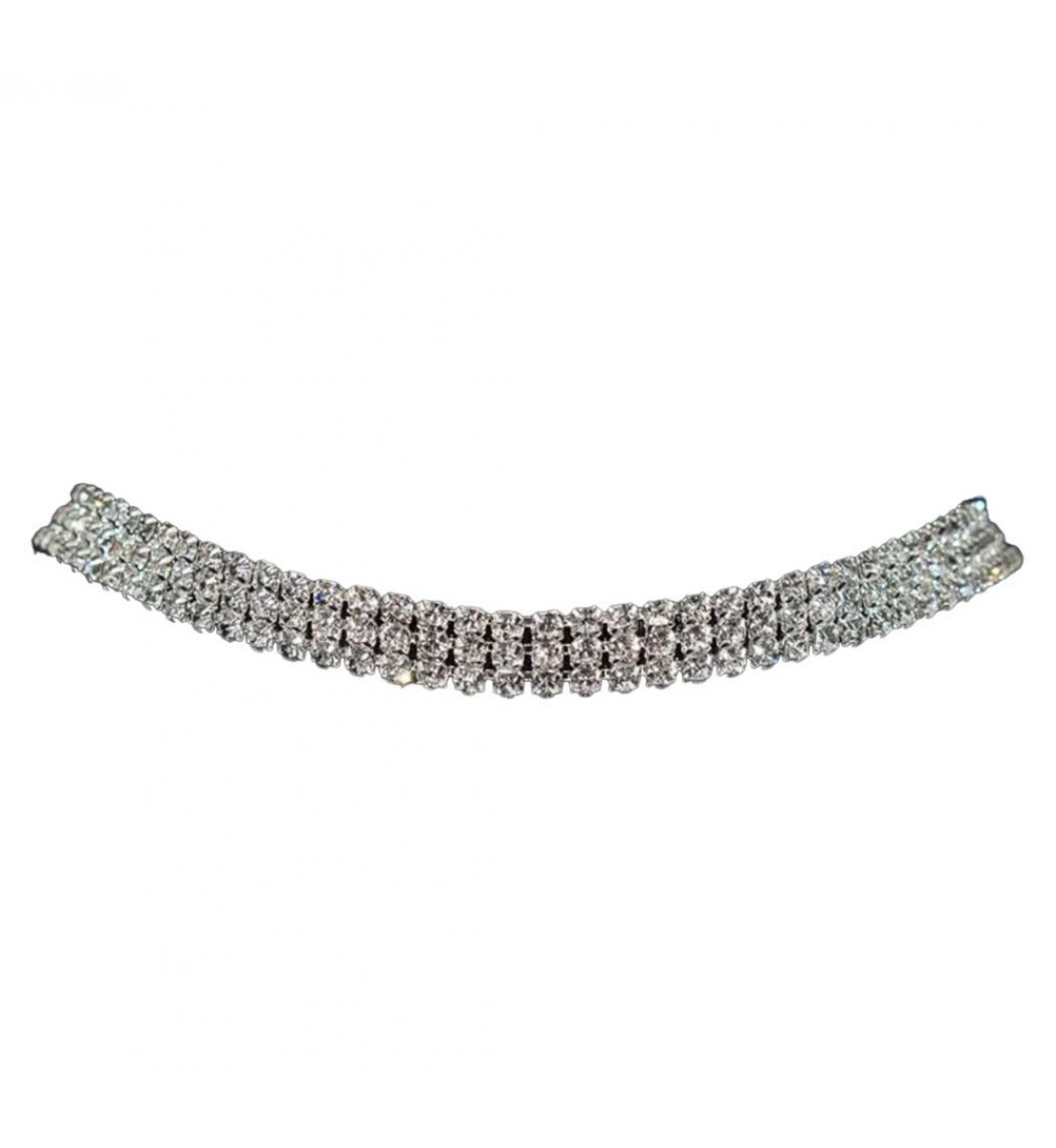 Gargantilha Strass prata com corrente ajuste (3, 5, 7 ou 12 linhas)