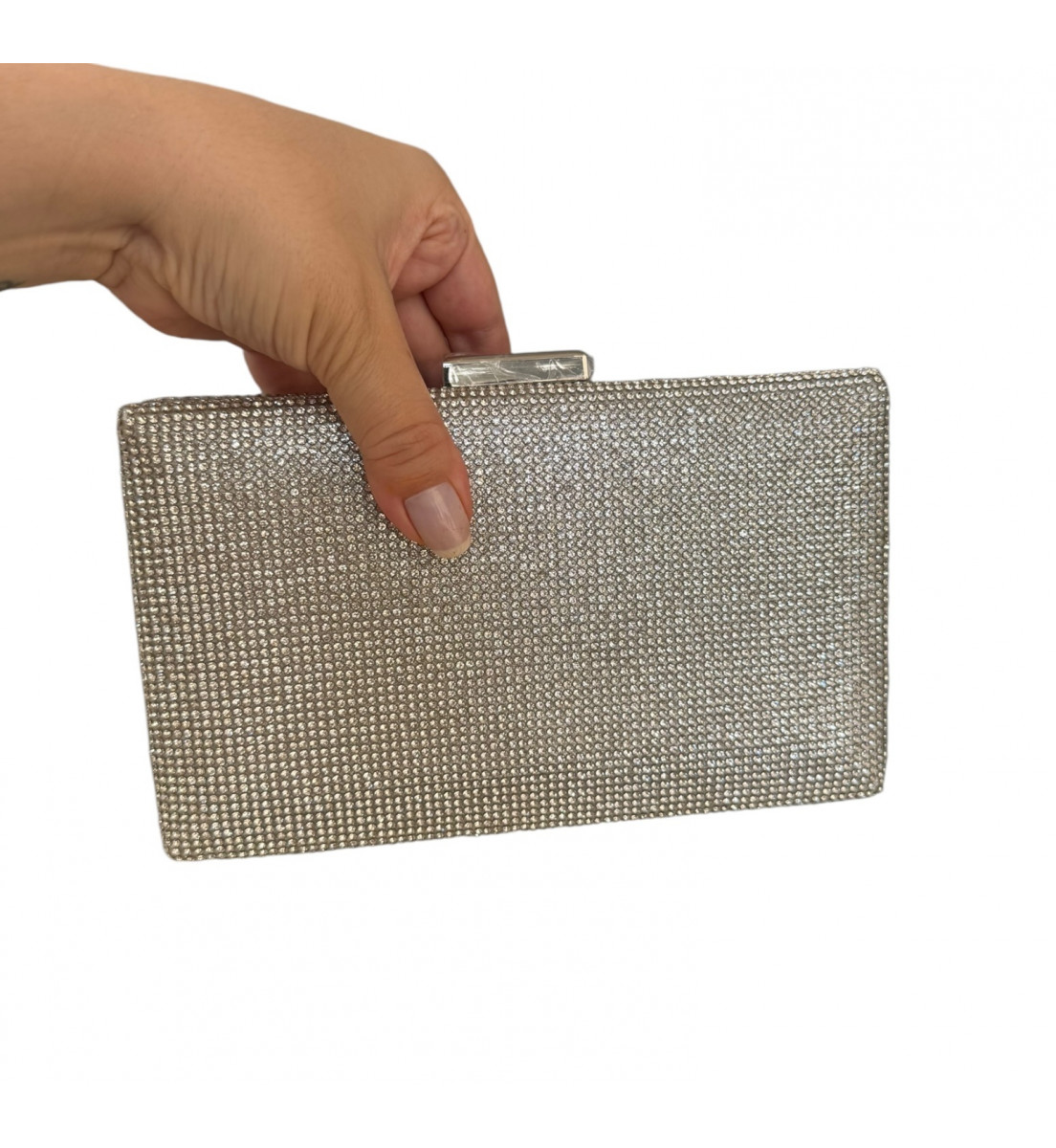 Clutch Prata Strass Brilhante 