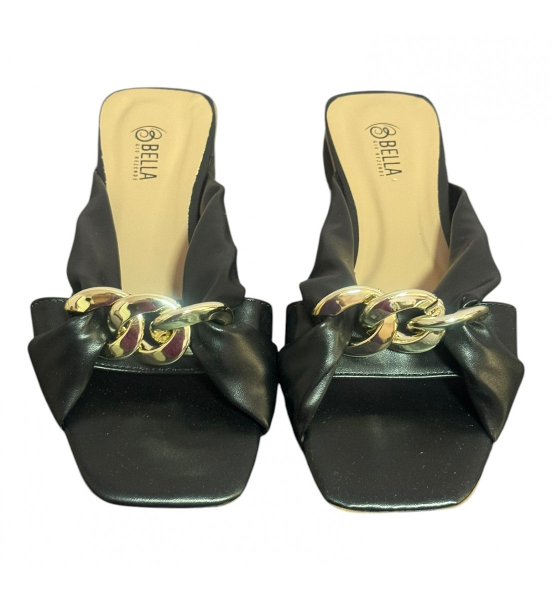 Chinelo Chique  Rasteira Elegance Napa Preto