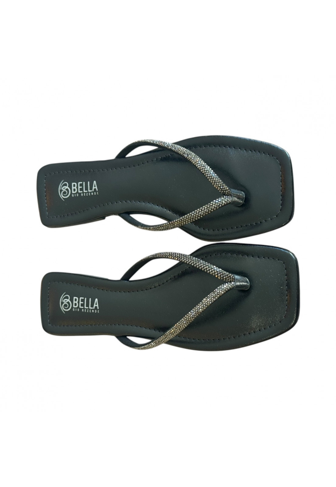 Rasteira de dedo Preta Brilho Grafite Rasteira de dedo Preta Brilho Grafite