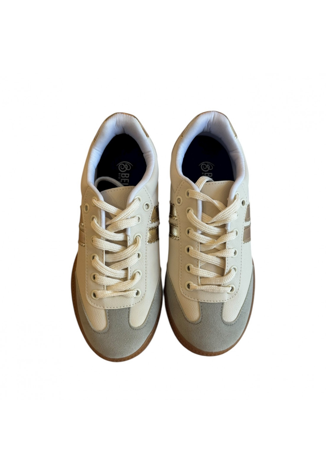 Tênis Off white e Metalizado Ouro Tênis Off white e Metalizado Ouro