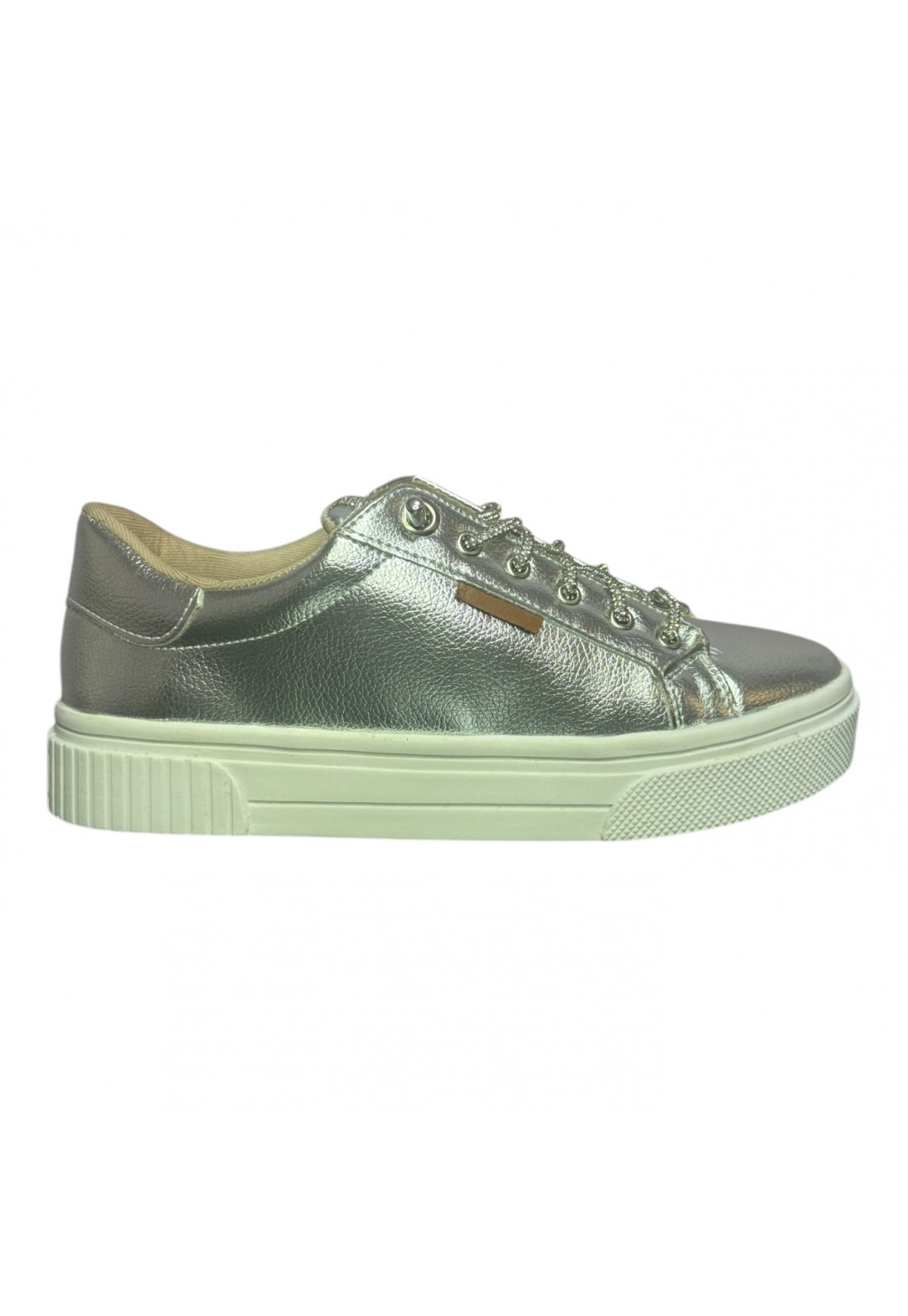 Tenis Slip-on Napa Floather Prata com Manta strass Cristal