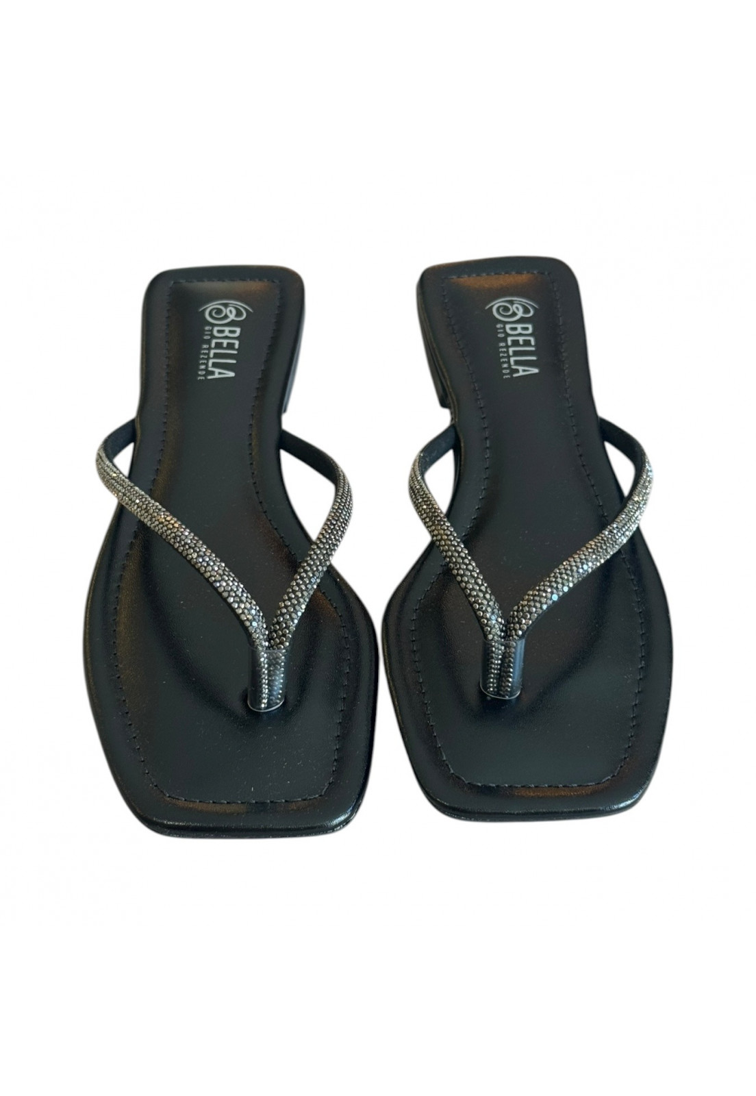 Rasteira de dedo Preta Brilho Grafite Rasteira de dedo Preta Brilho Grafite