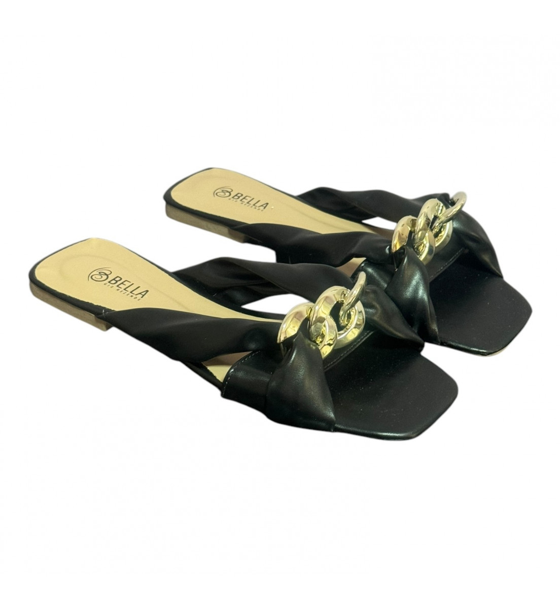 Chinelo Chique  Rasteira Elegance Napa Preto