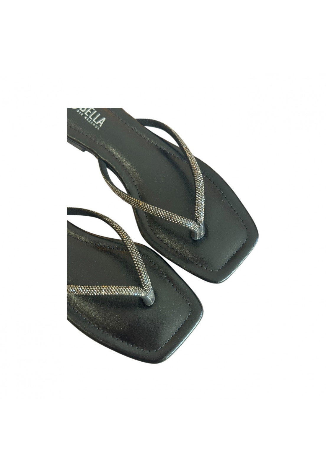 Rasteira de dedo Preta Brilho Grafite Rasteira de dedo Preta Brilho Grafite