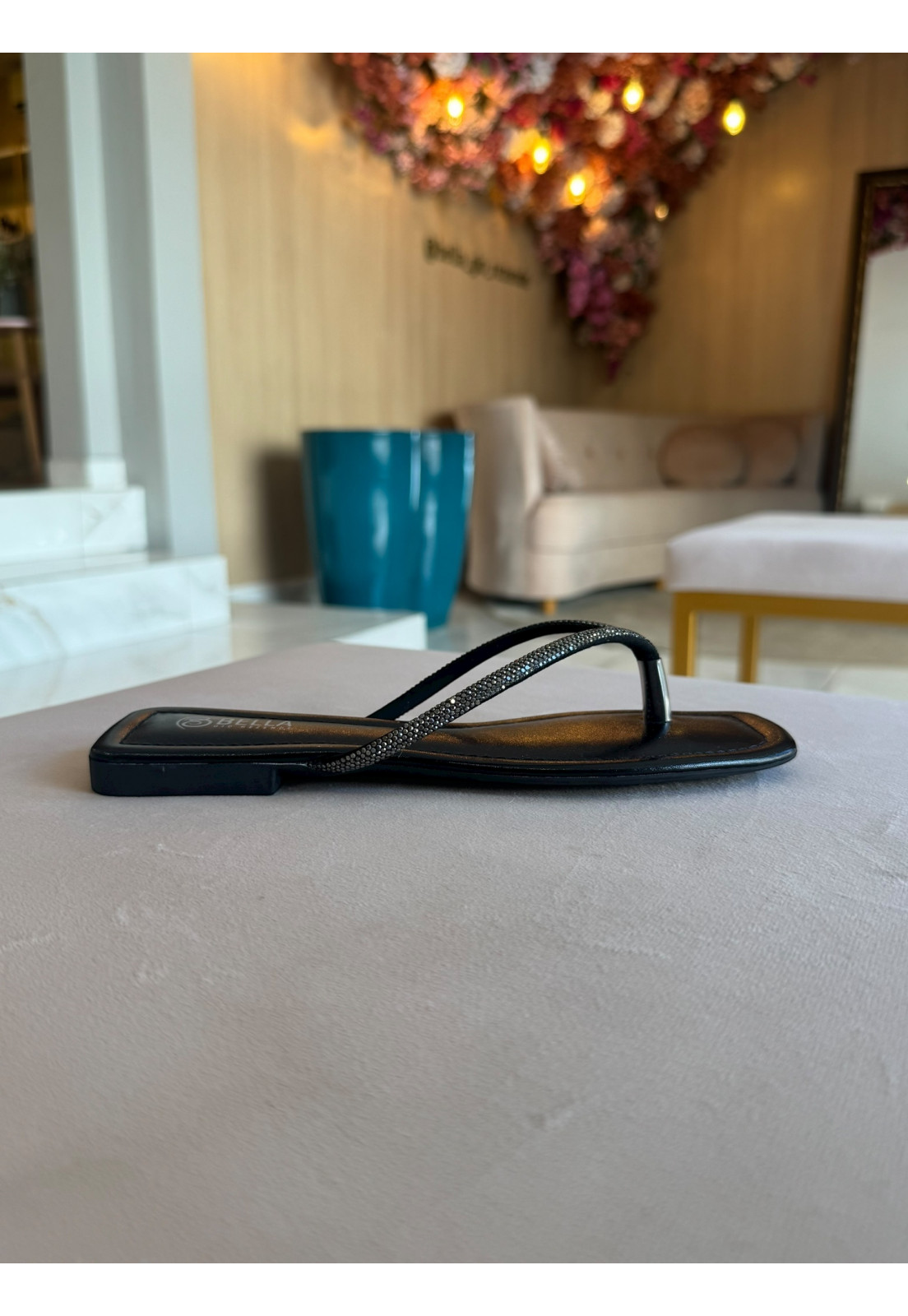 Rasteira de dedo Preta Brilho Grafite Rasteira de dedo Preta Brilho Grafite