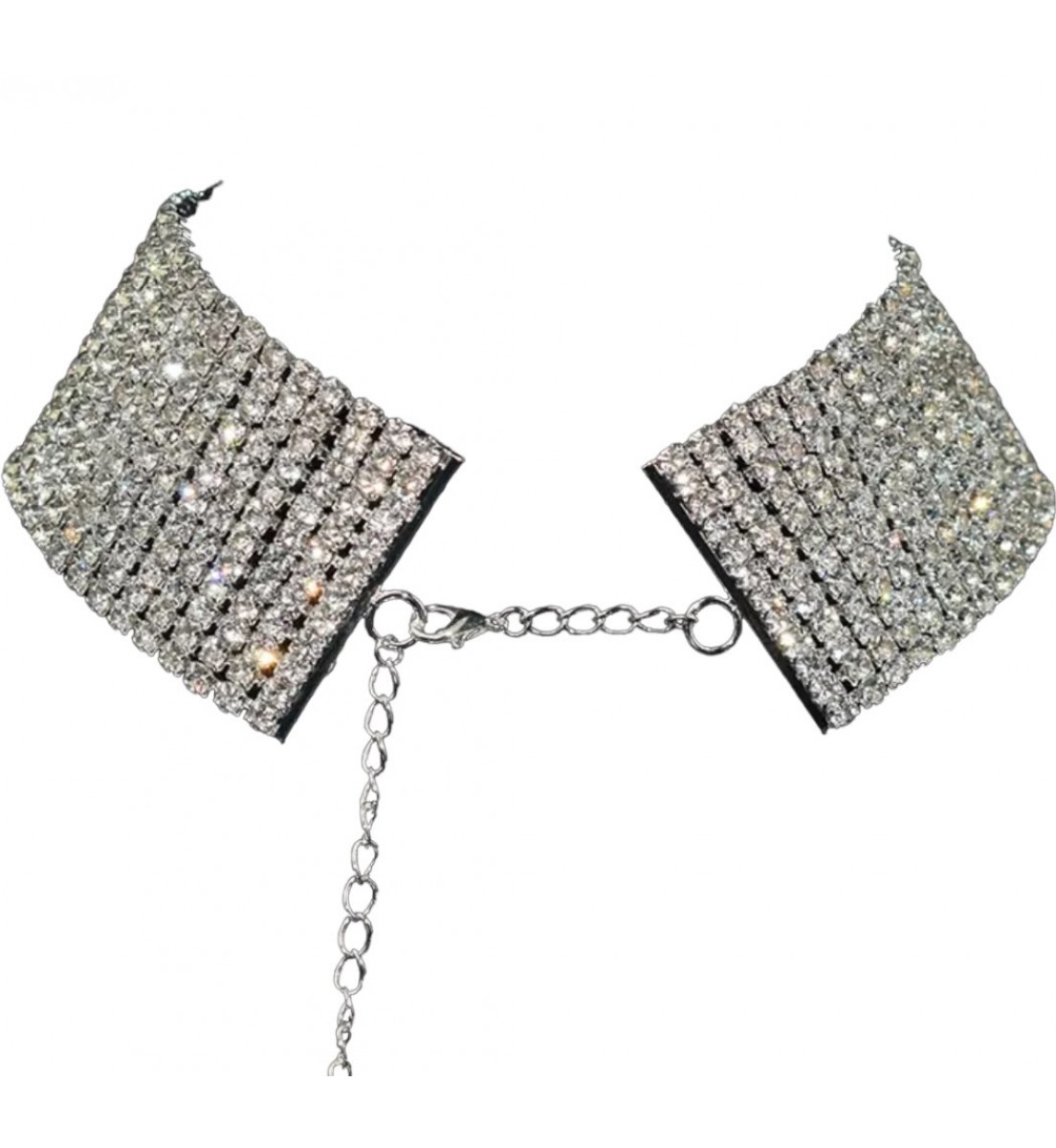 Gargantilha Strass prata com corrente ajuste (3, 5, 7 ou 12 linhas)