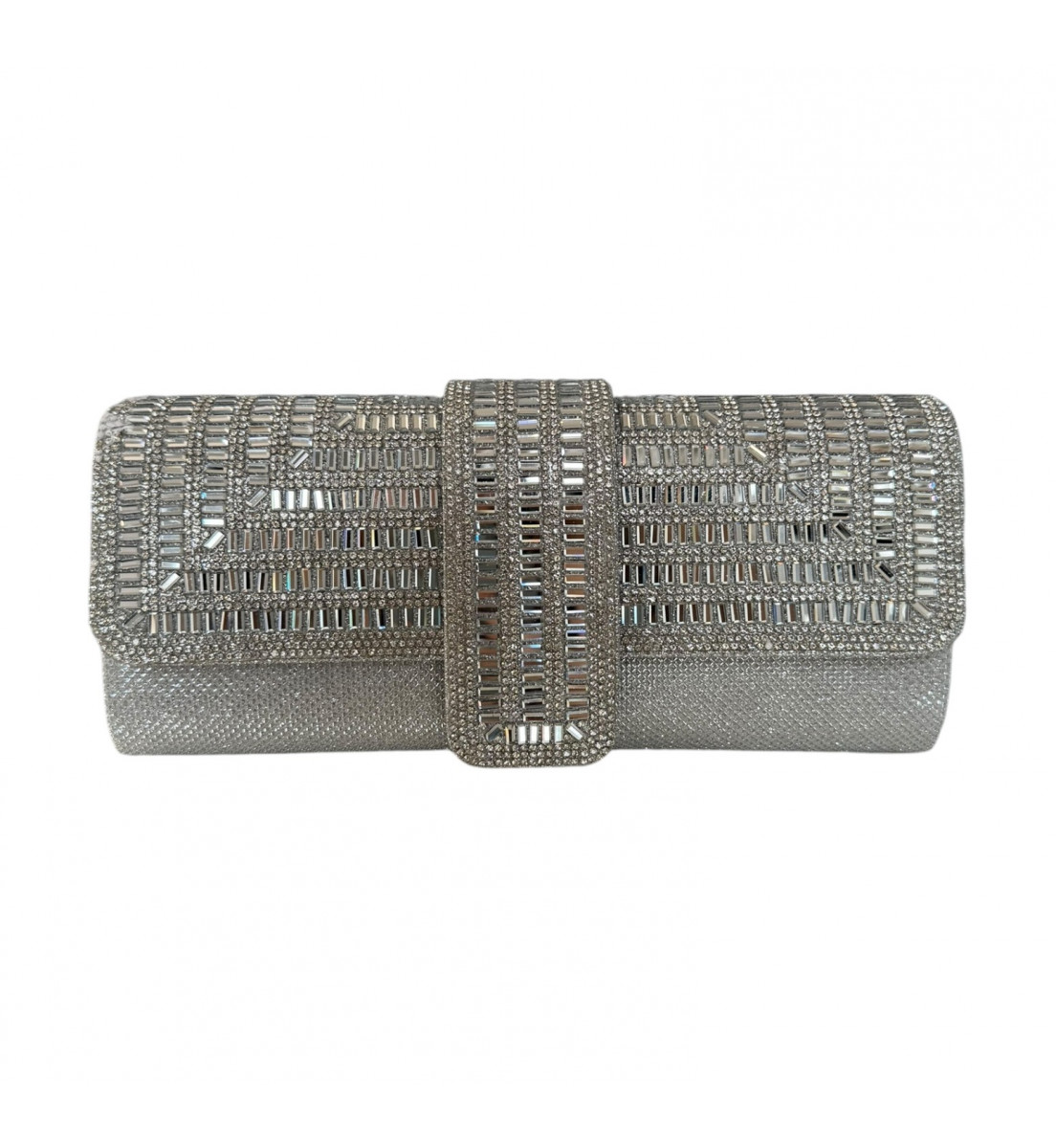 Clutch Luxo Prata com pedrarias Cristal