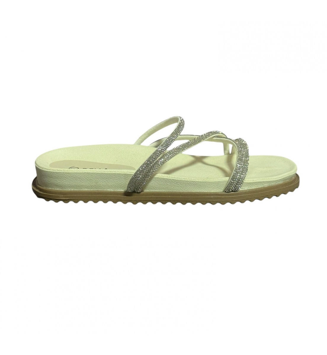 Sandália Papete BIRKEN Off White e Cristal