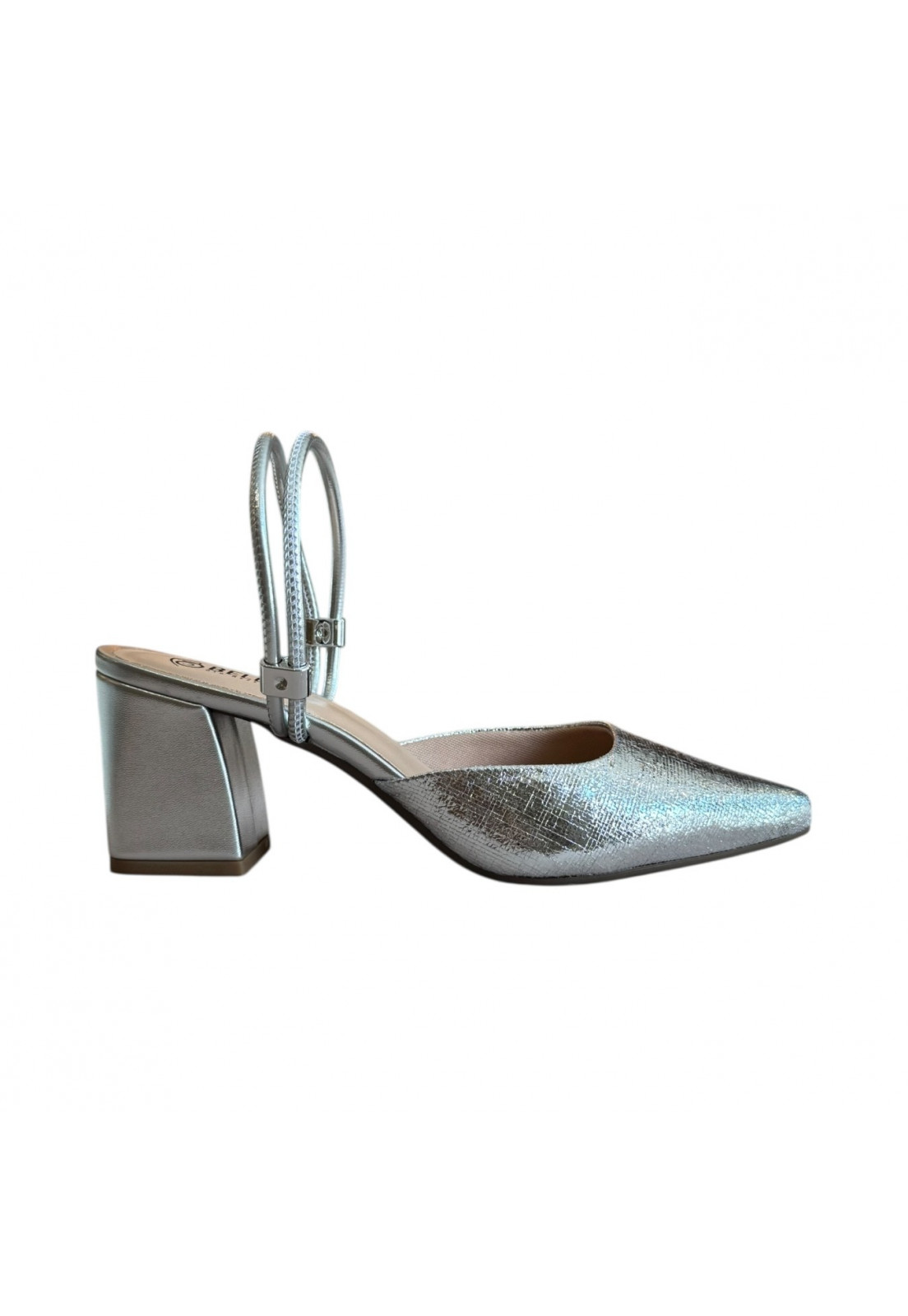 Scarpin Prata metalizado Salto bloco 6 cm Scarpin Prata metalizado Salto bloco 6 cm