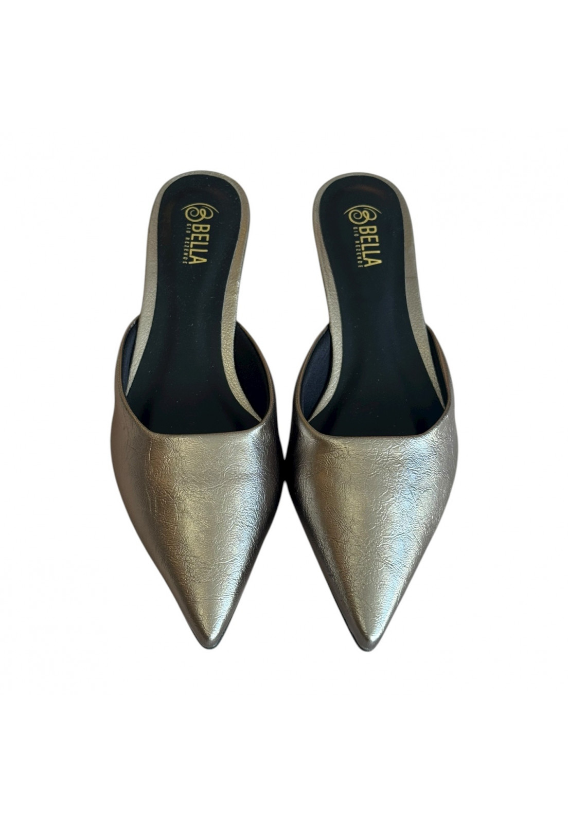 Scarpin Mule Prata Velho bico longo Salto 2 cm Scarpin Mule Prata Velho bico longo Salto 2 cm