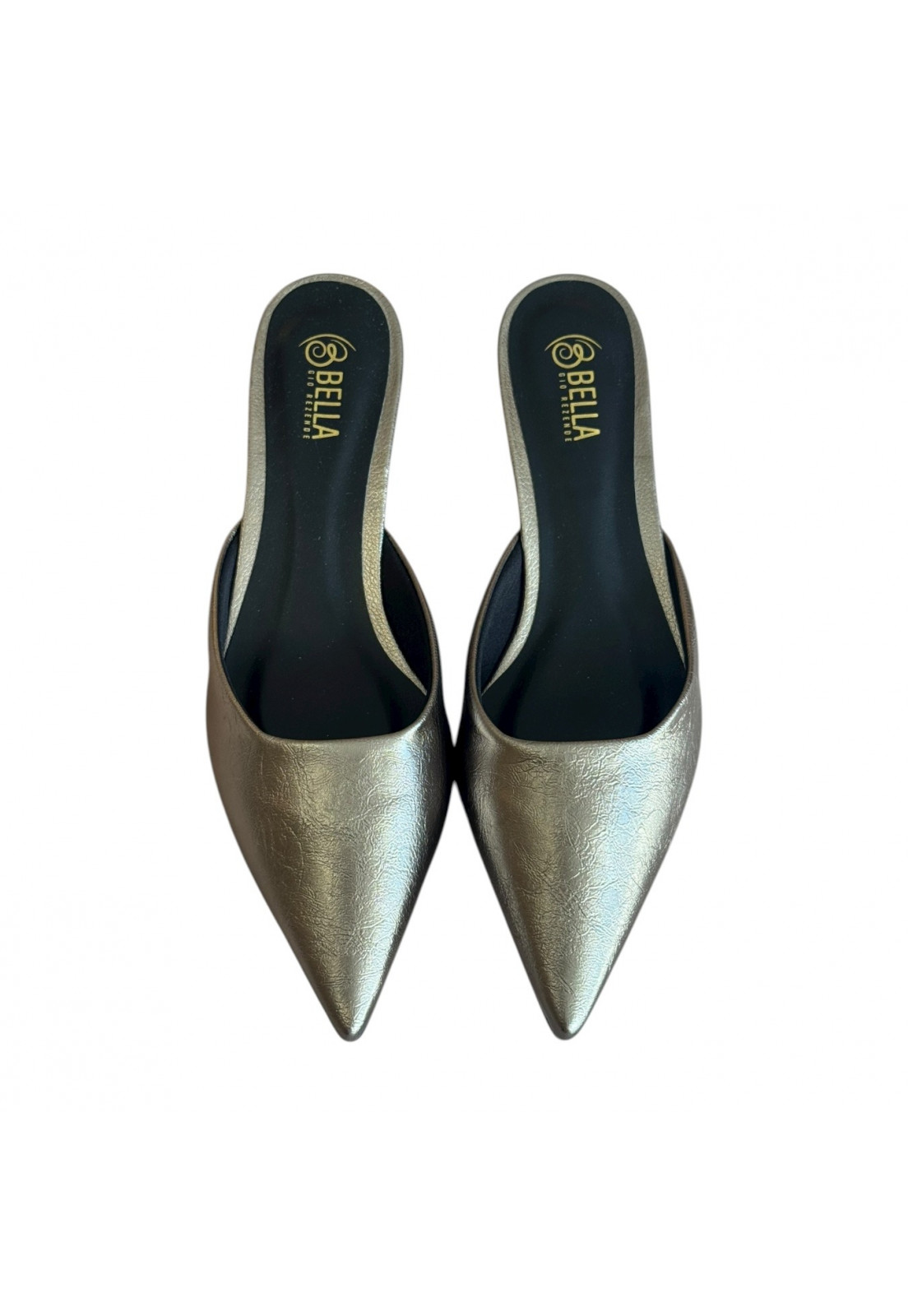 Scarpin Mule Prata Velho bico longo Salto 2 cm Scarpin Mule Prata Velho bico longo Salto 2 cm