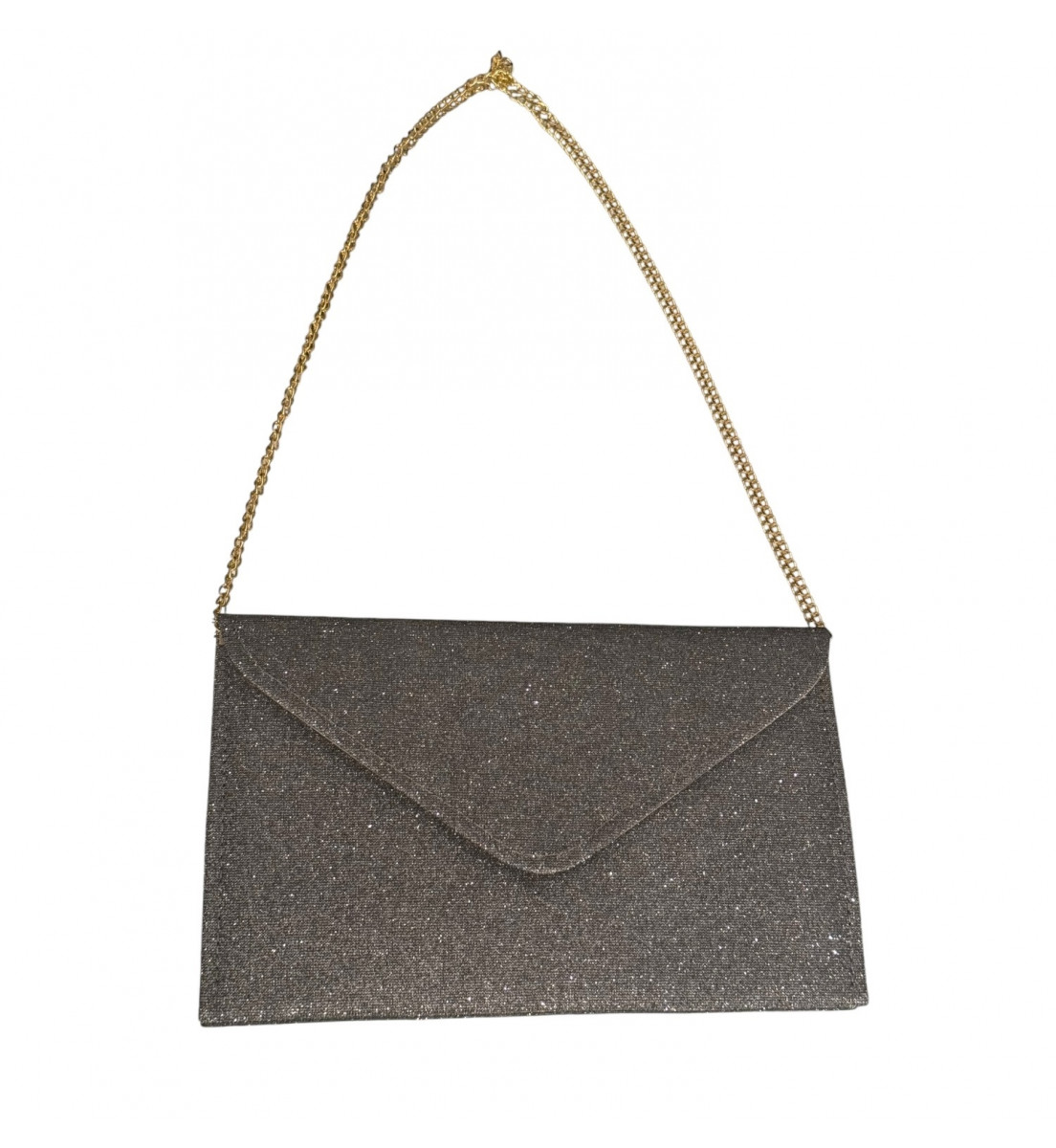 Bolsa Envelope Festa Brilho Prata Pewter 