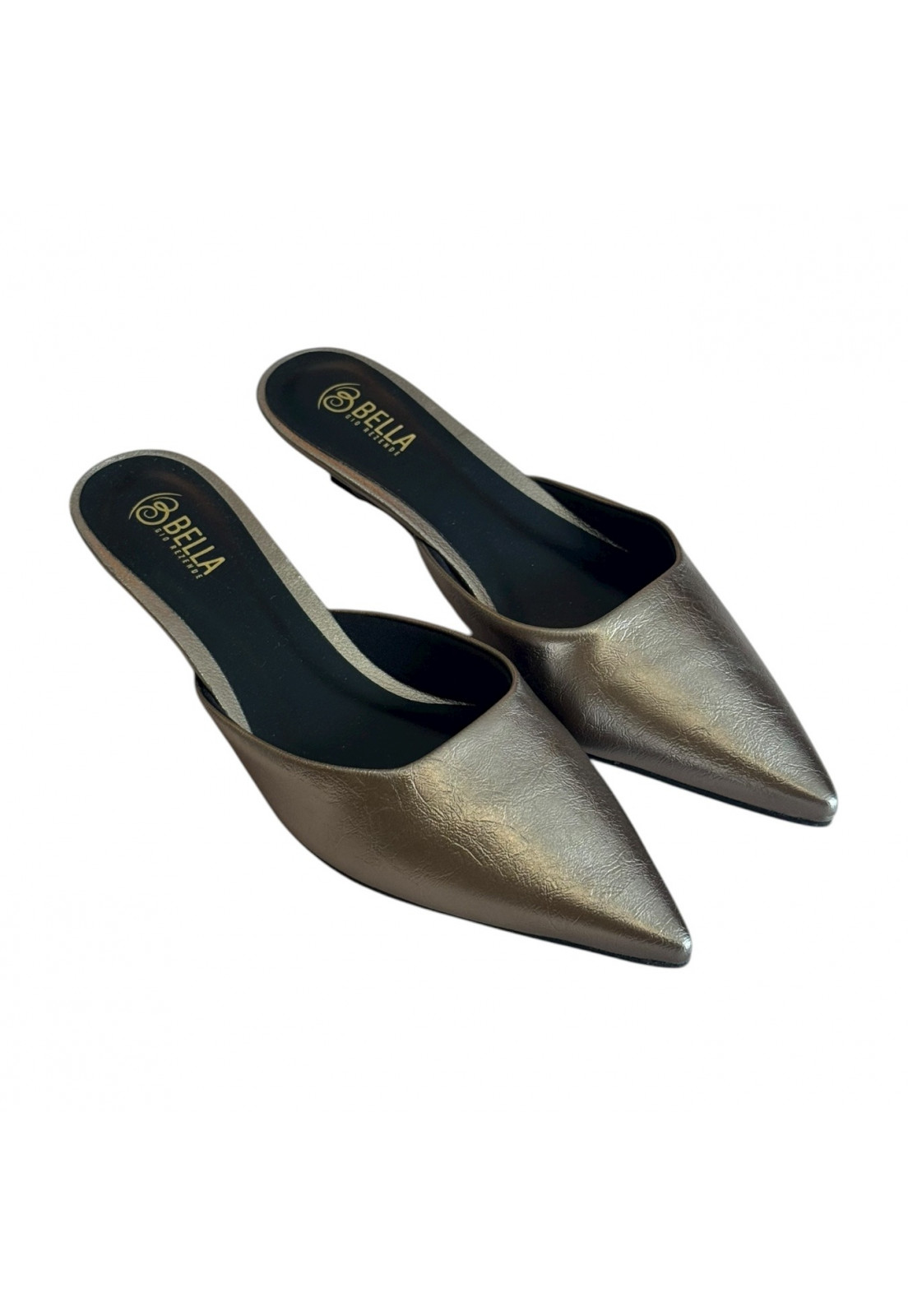 Scarpin Mule Prata Velho bico longo Salto 2 cm Scarpin Mule Prata Velho bico longo Salto 2 cm