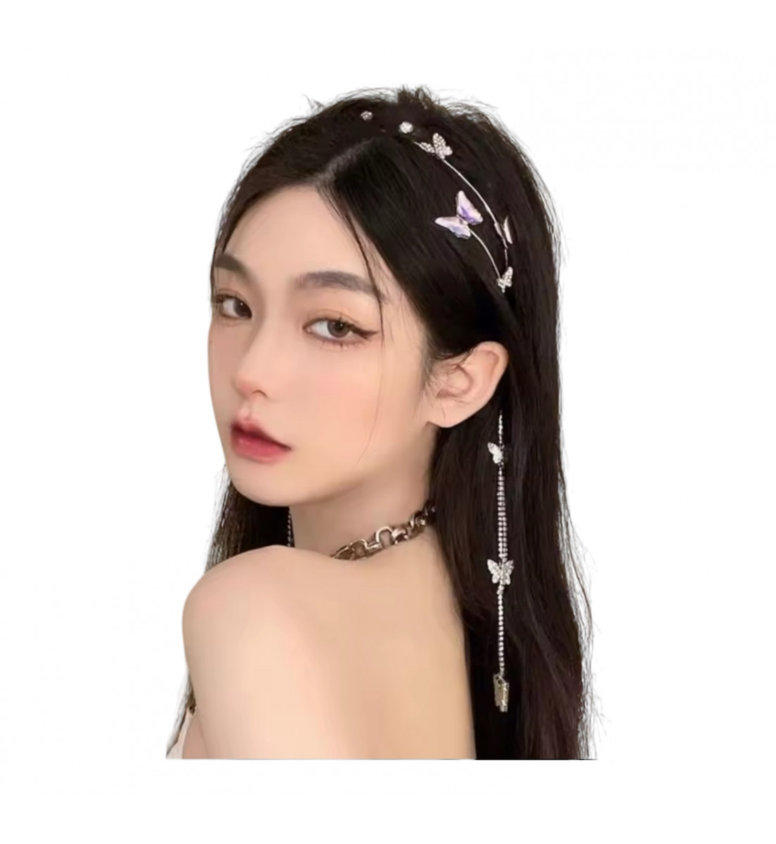 Tiara Headband Borboleta Dourada com Strass 