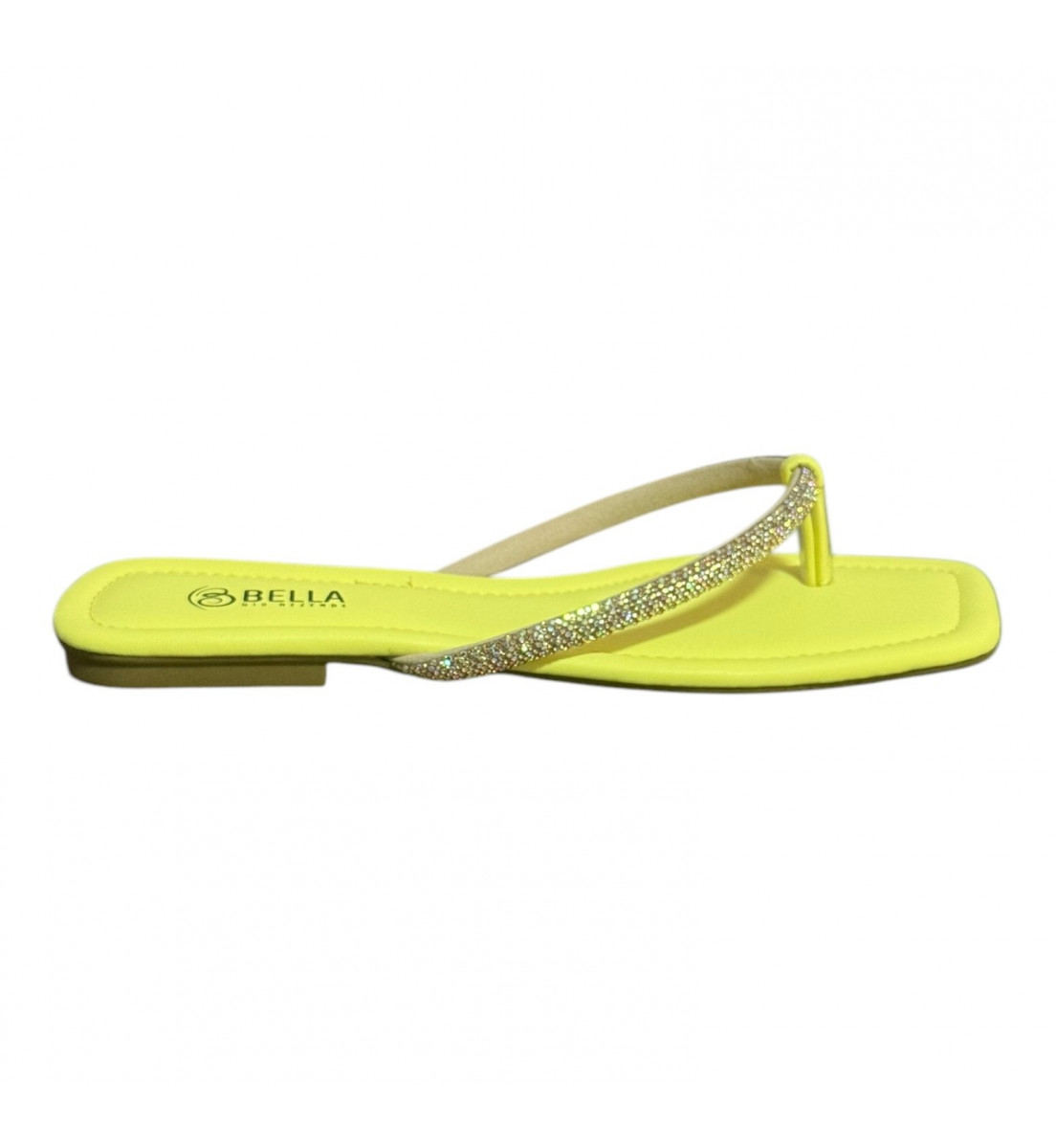 Rasteira Napa amarelo Strass furta cor