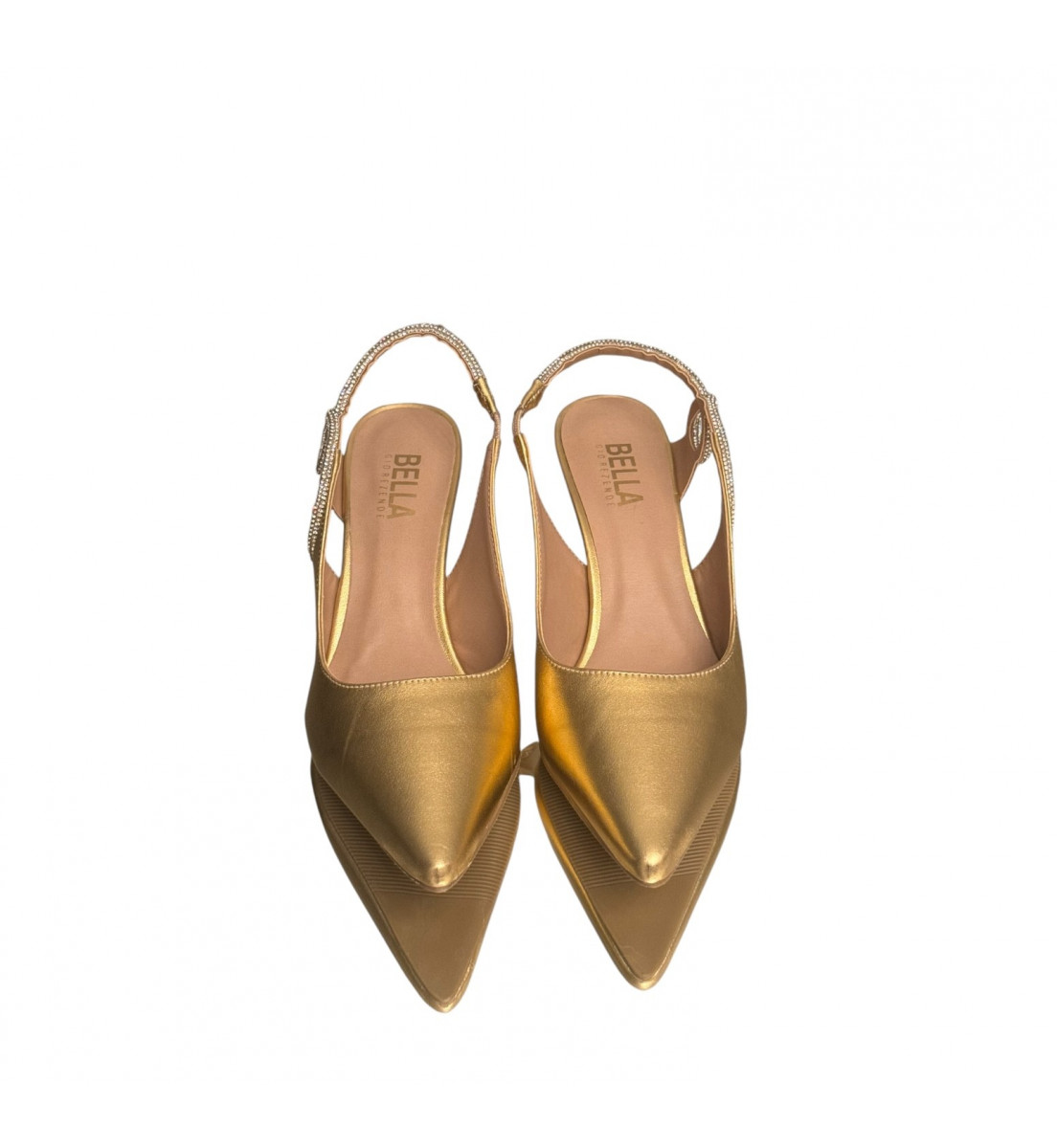 Scarpin Dourado Ouro com detalhes prata salto 7cm