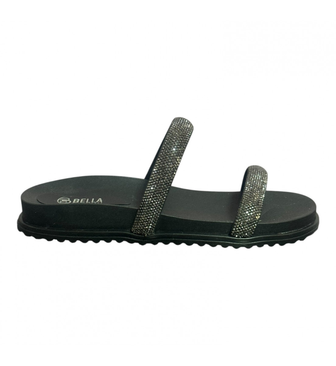 Sandália Papete BIRKEN Preto STRASS