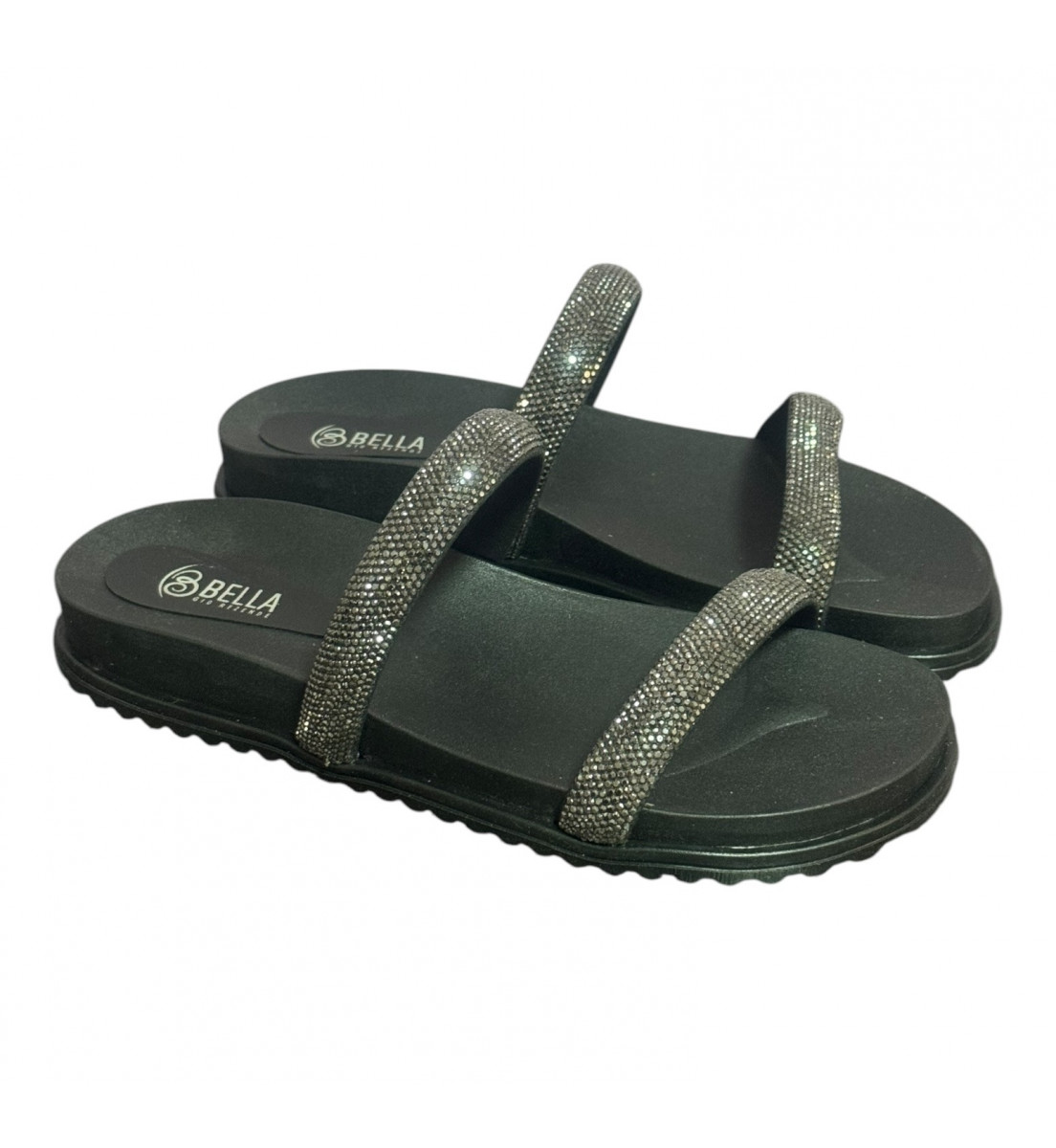 Sandália Papete BIRKEN Preto STRASS