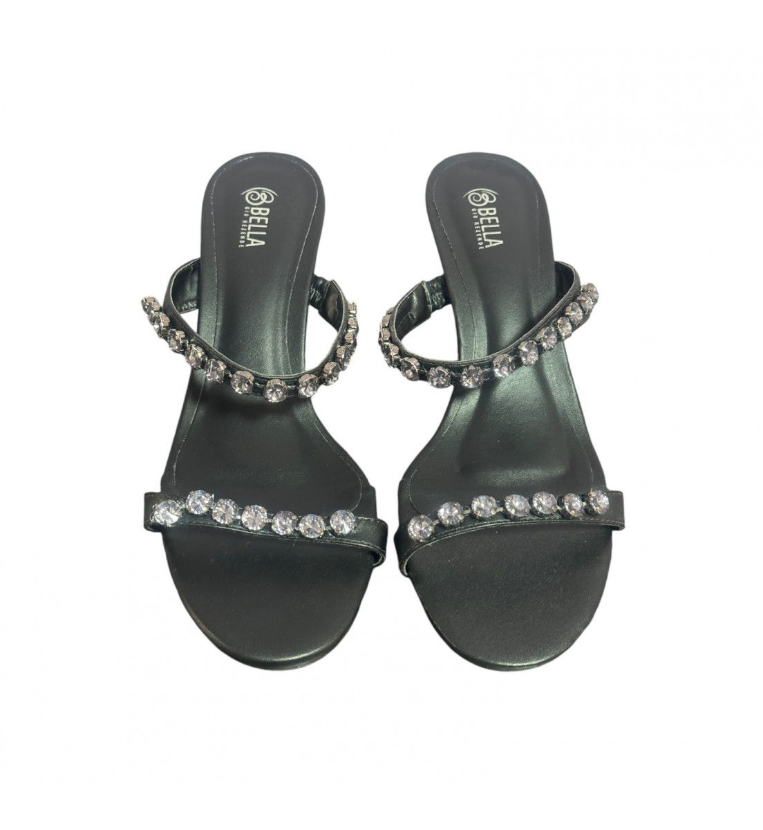 Sandalia Tamanco Napa Preto Strass