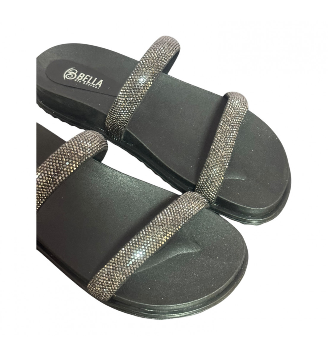 Sandália Papete BIRKEN Preto STRASS