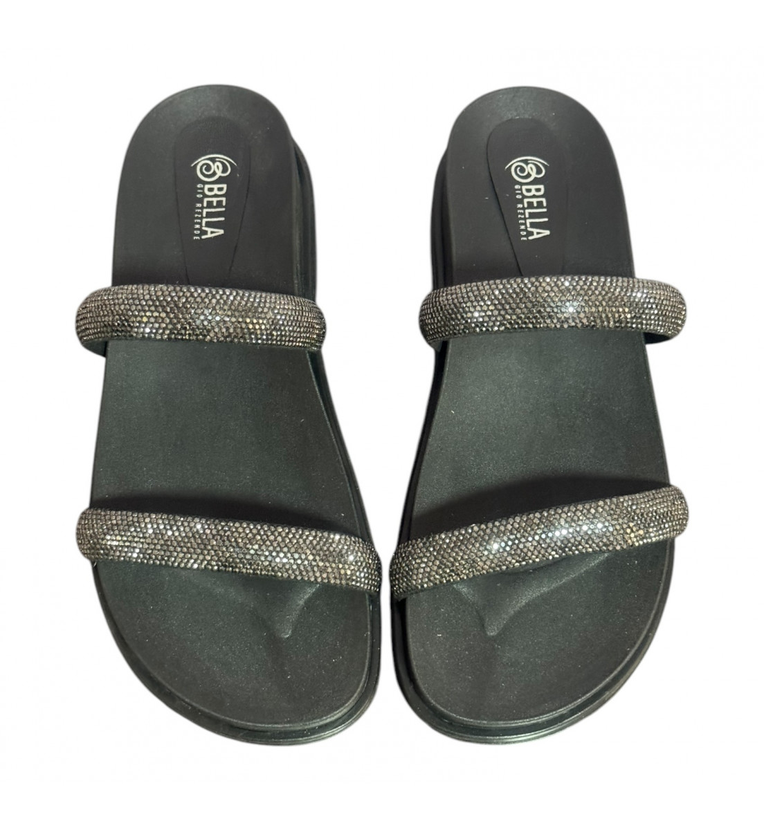 Sandália Papete BIRKEN Preto STRASS