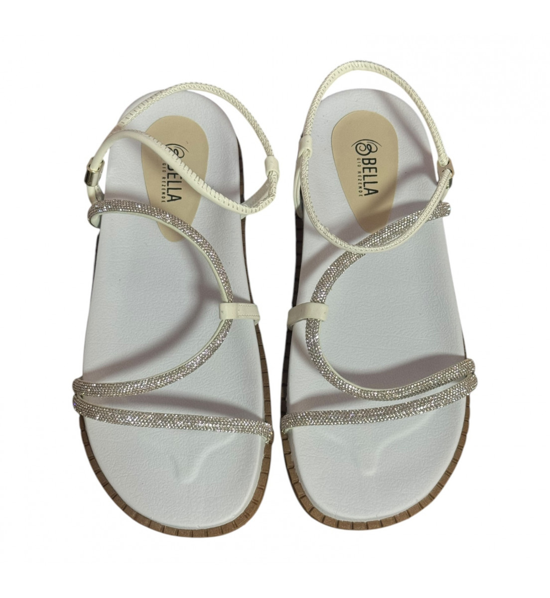 Sandália Papete BIRKEN Branco Strass