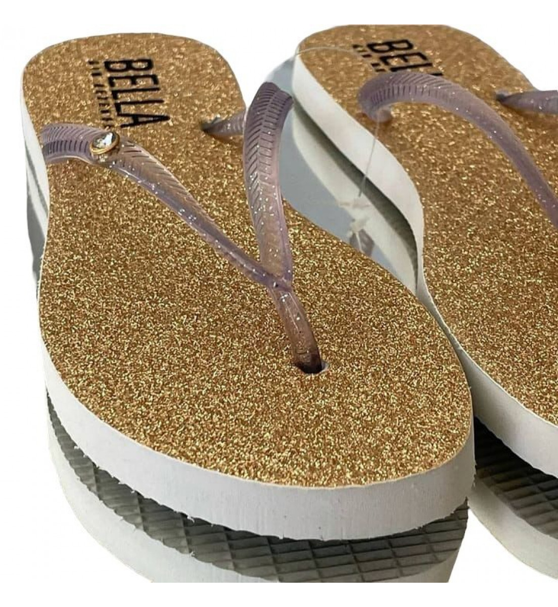 Chinelo Bella Gio Rezende Dourado com brilho