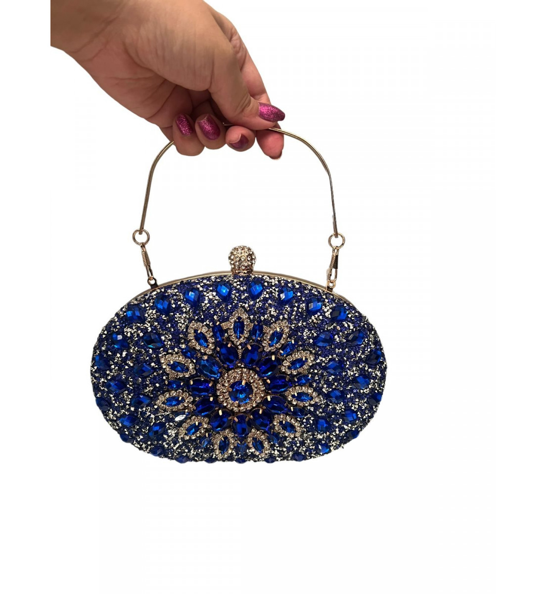 Clutch Luxo Pedraria Azul 