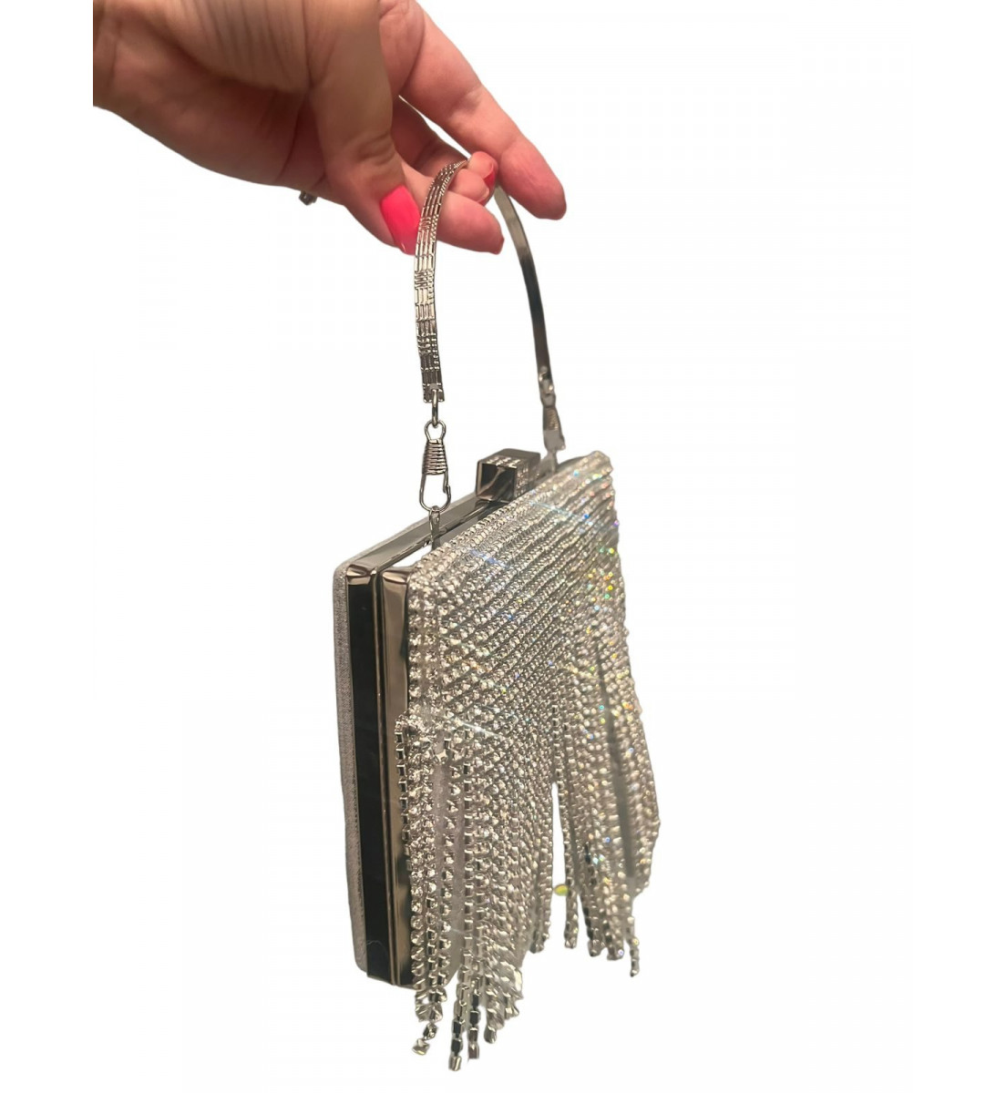 Clutch Luxo Strass Prata 