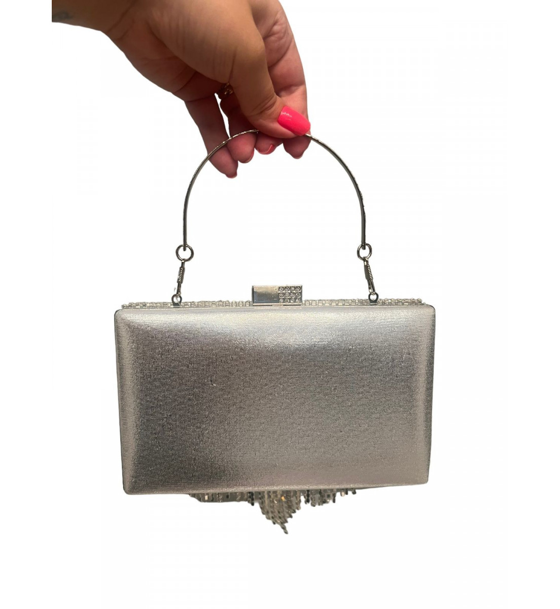 Clutch Luxo Strass Prata 