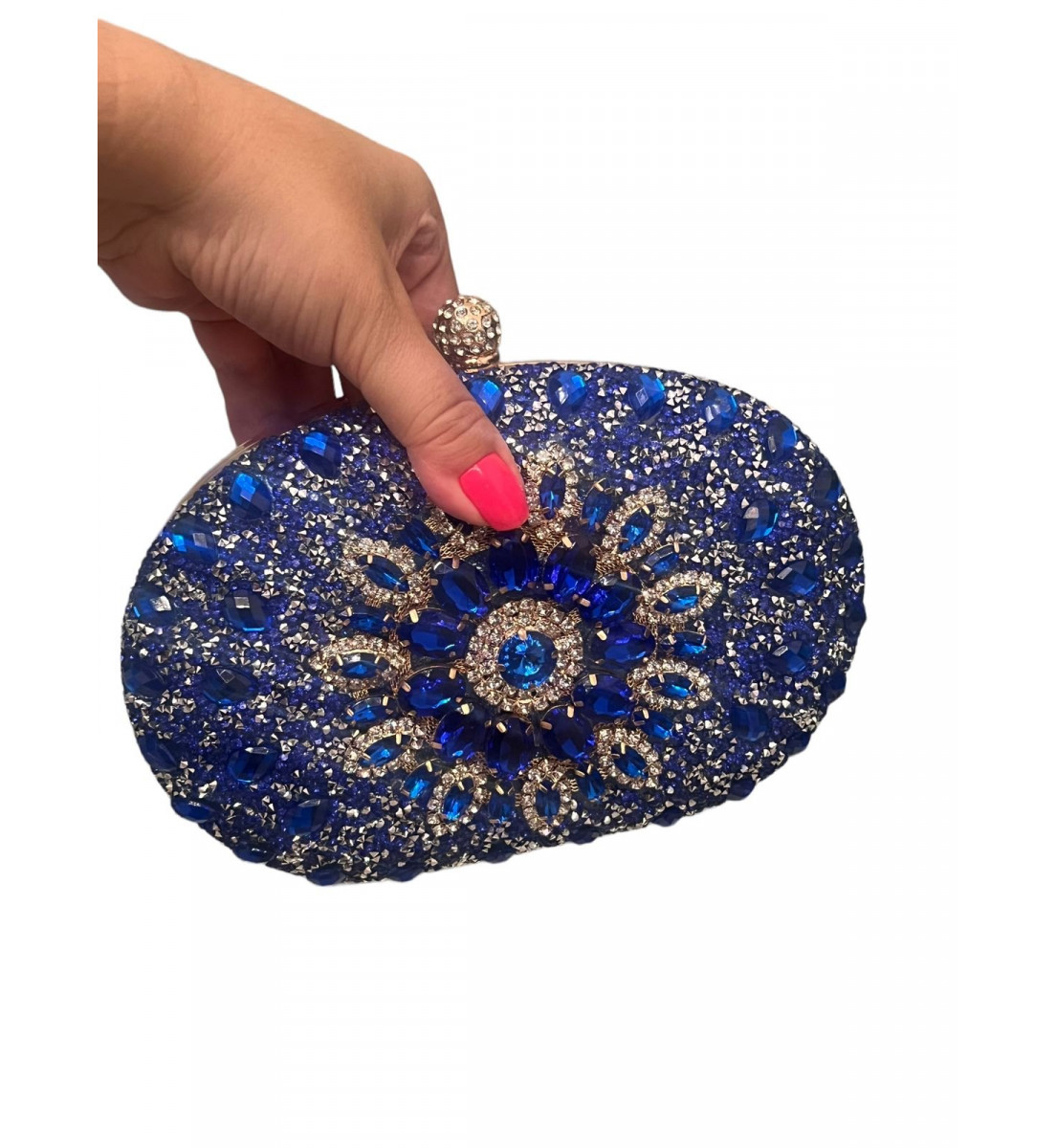 Clutch Luxo Pedraria Azul 