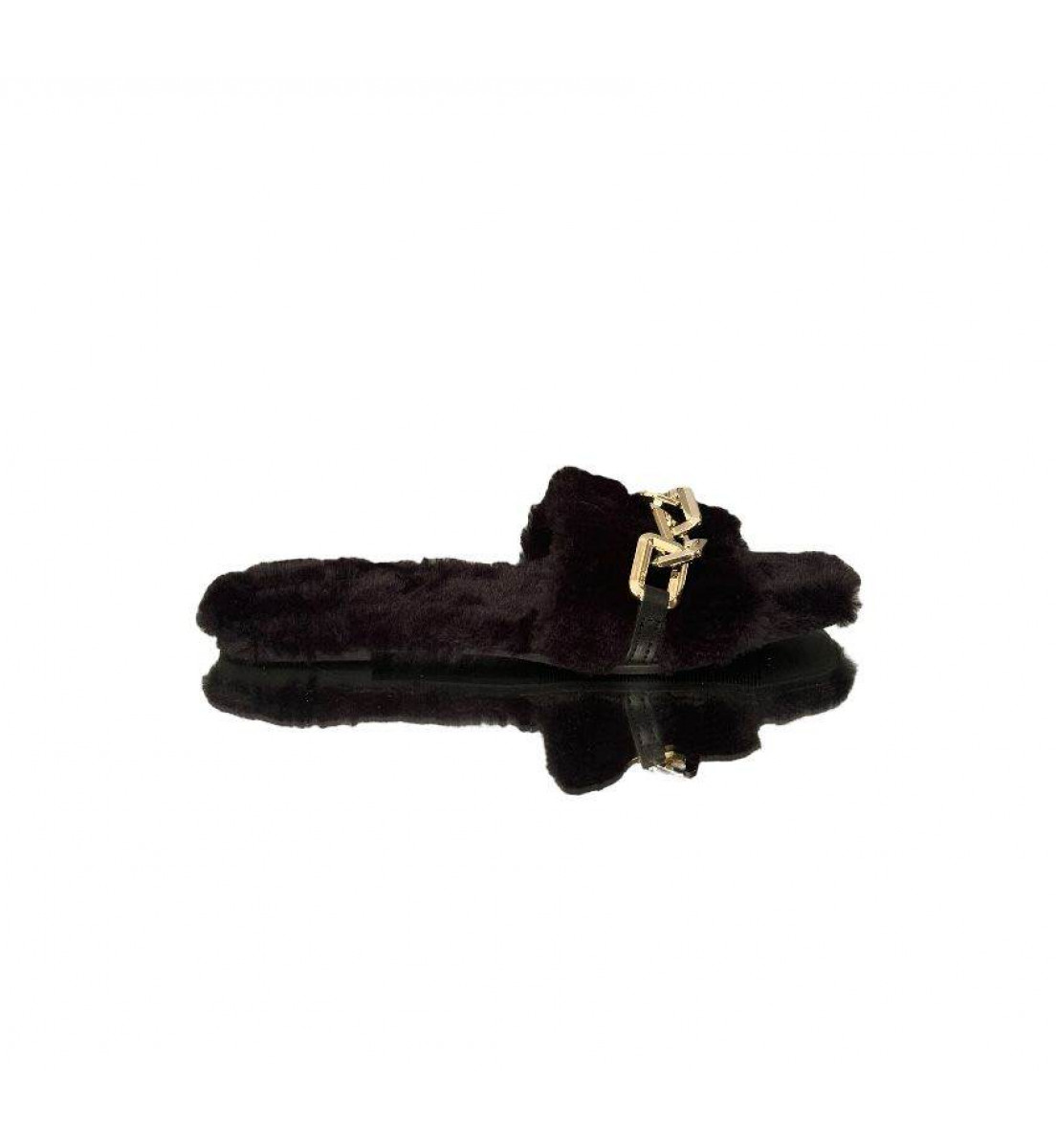 Chinelo Pantufa Feminino Preto Sweet Slipper Forrado lã 