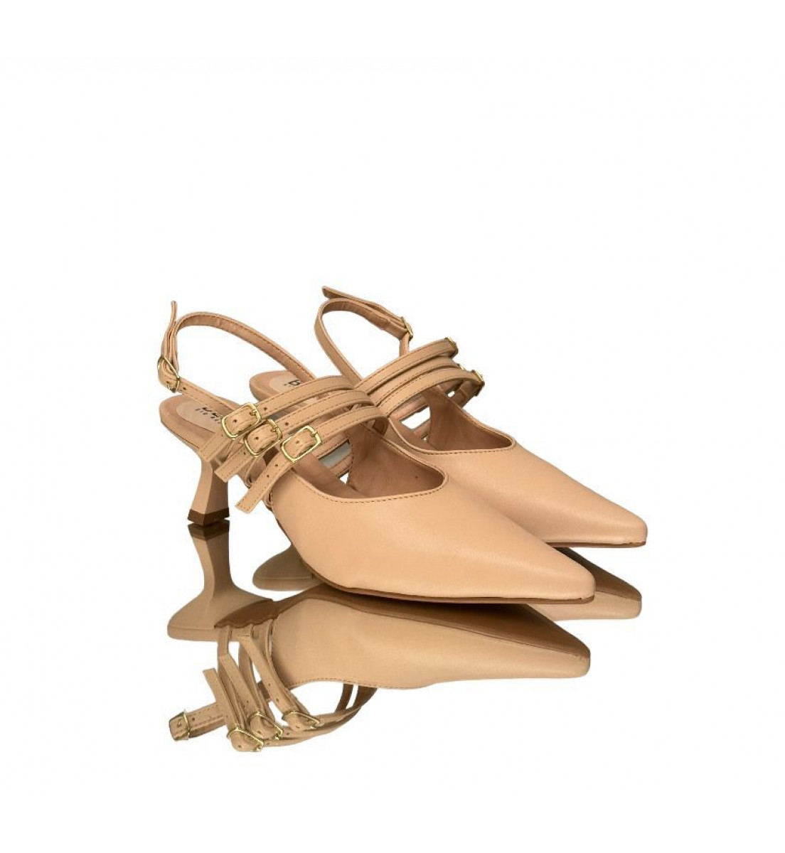 Sapato Scarpin Slingback Nude salto 7cm