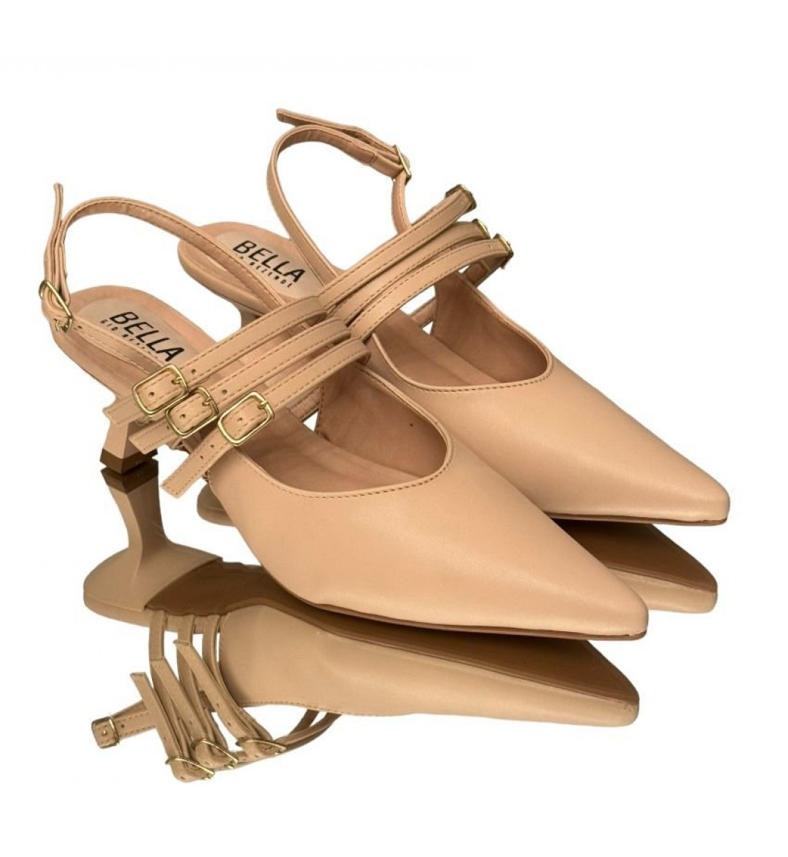 Sapato Scarpin Slingback Nude salto 7cm